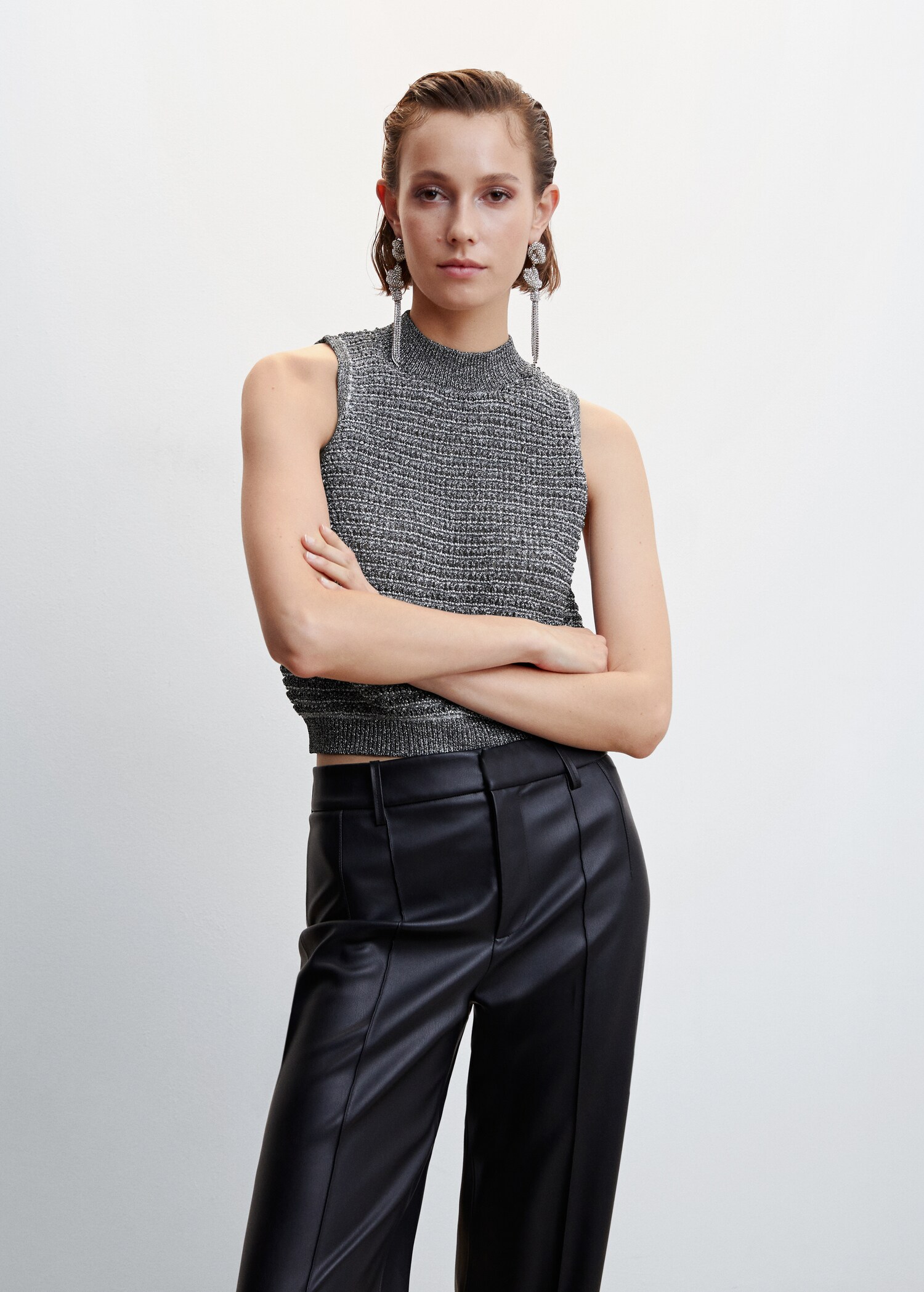 Top din tricot lurex - Plan mediu