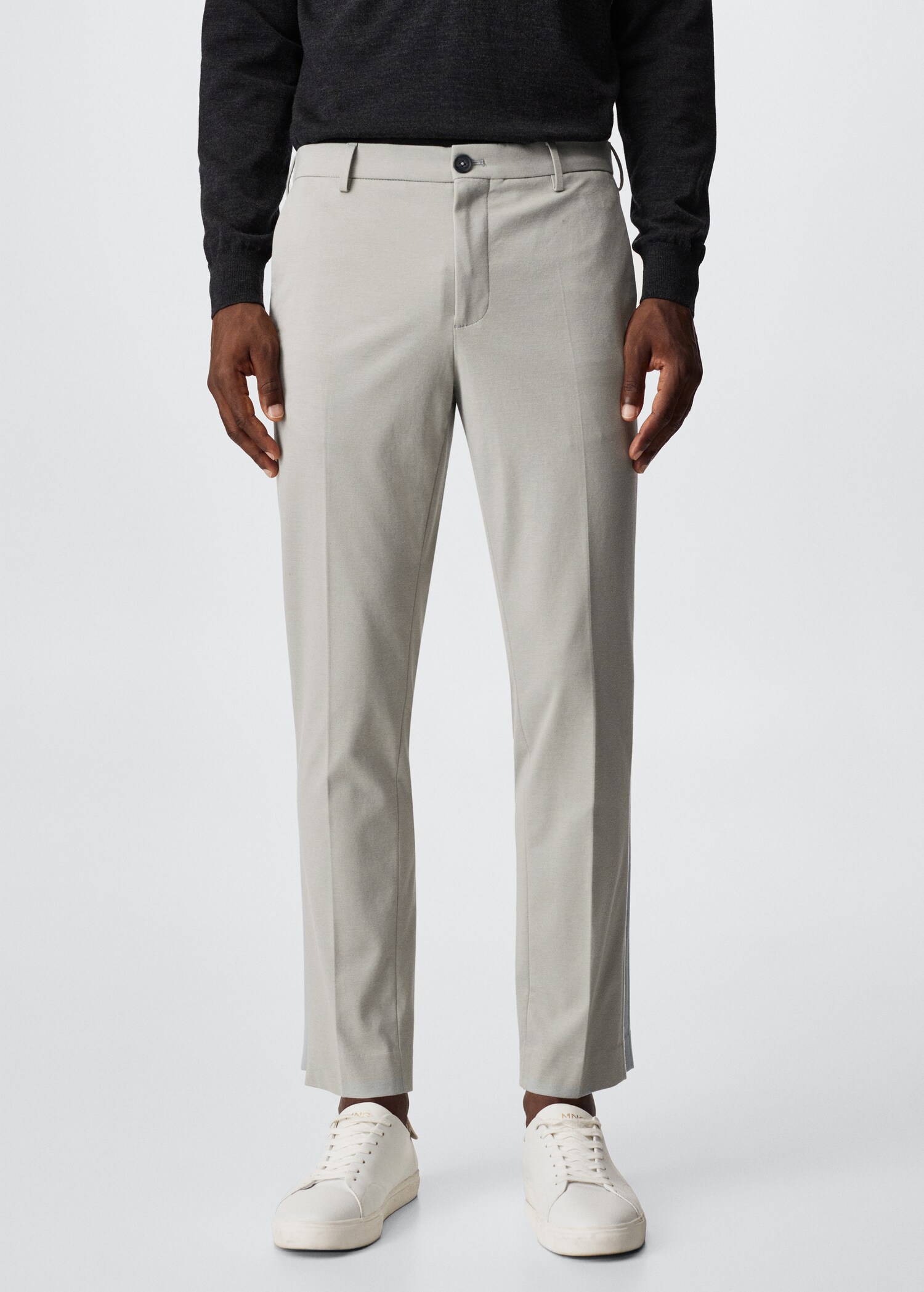 Slim-fit cotton suit trousers - Medium plane