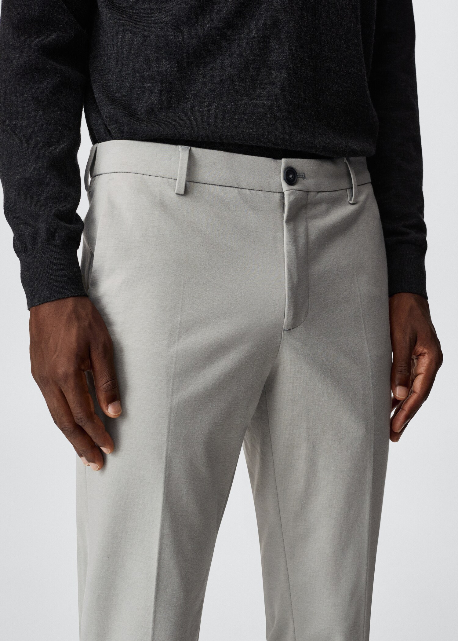 Slim-fit cotton suit trousers - Details of the article 1