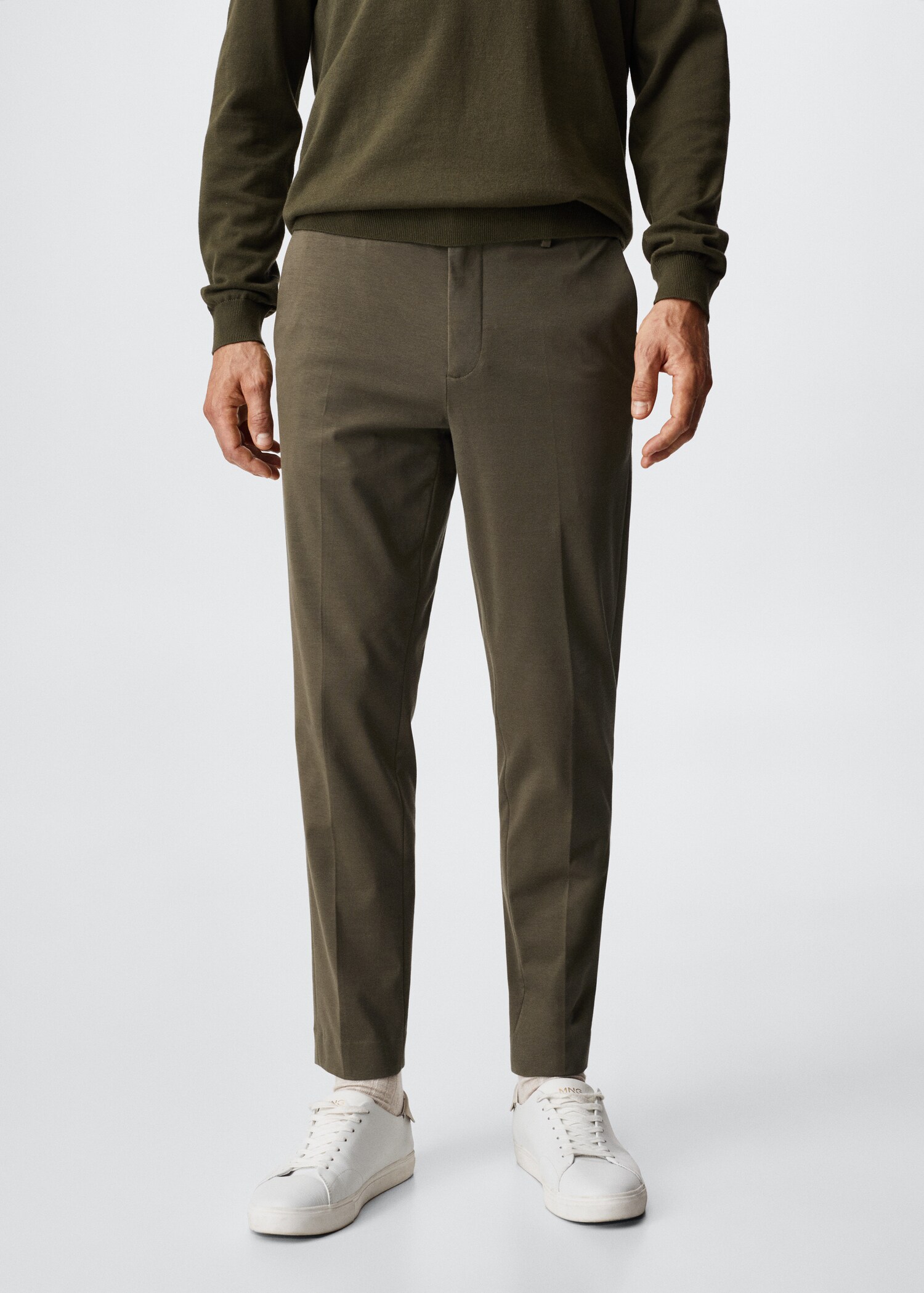 Slim-fit cotton suit trousers - Medium plane
