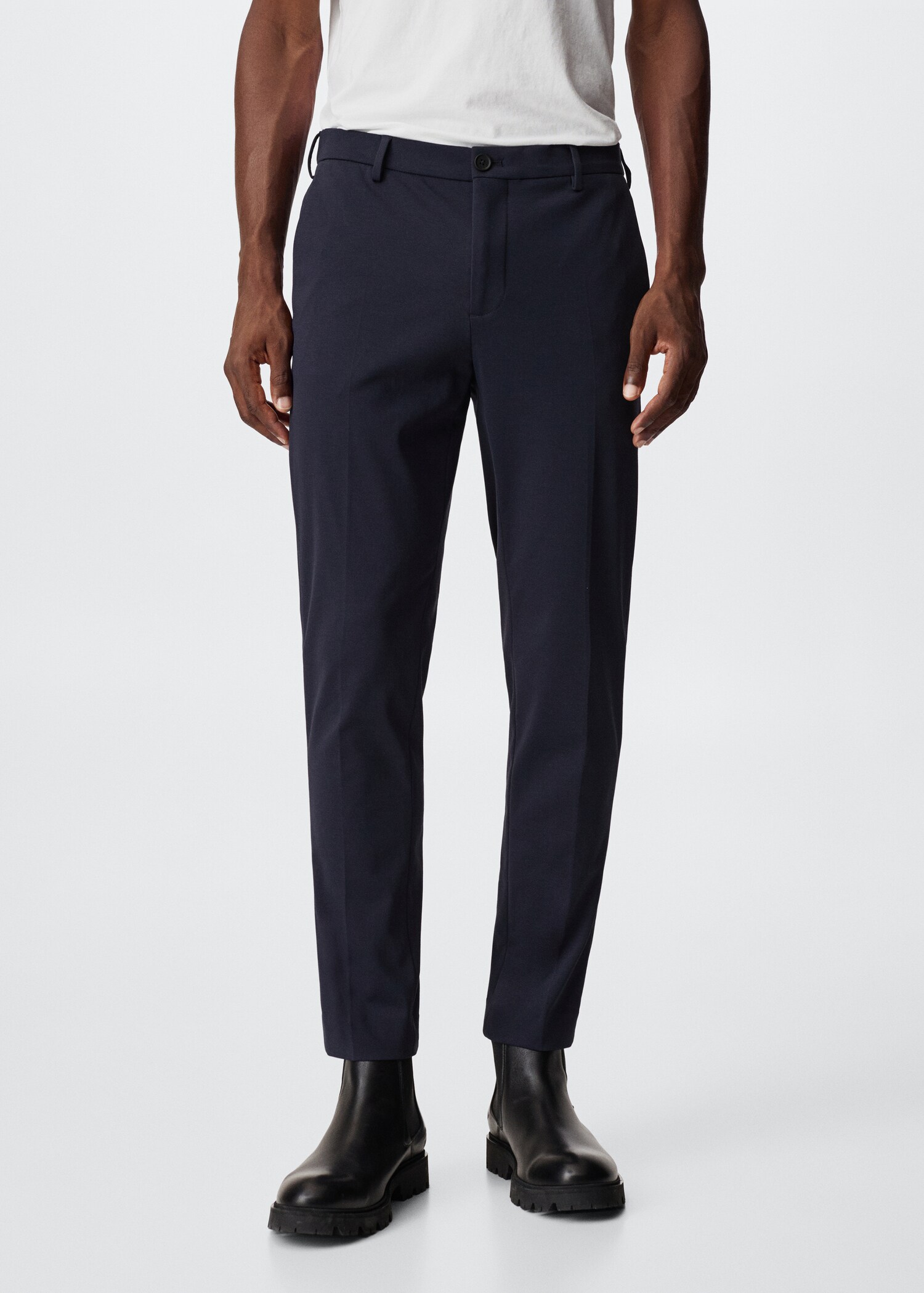 Slim-fit cotton suit trousers - Medium plane