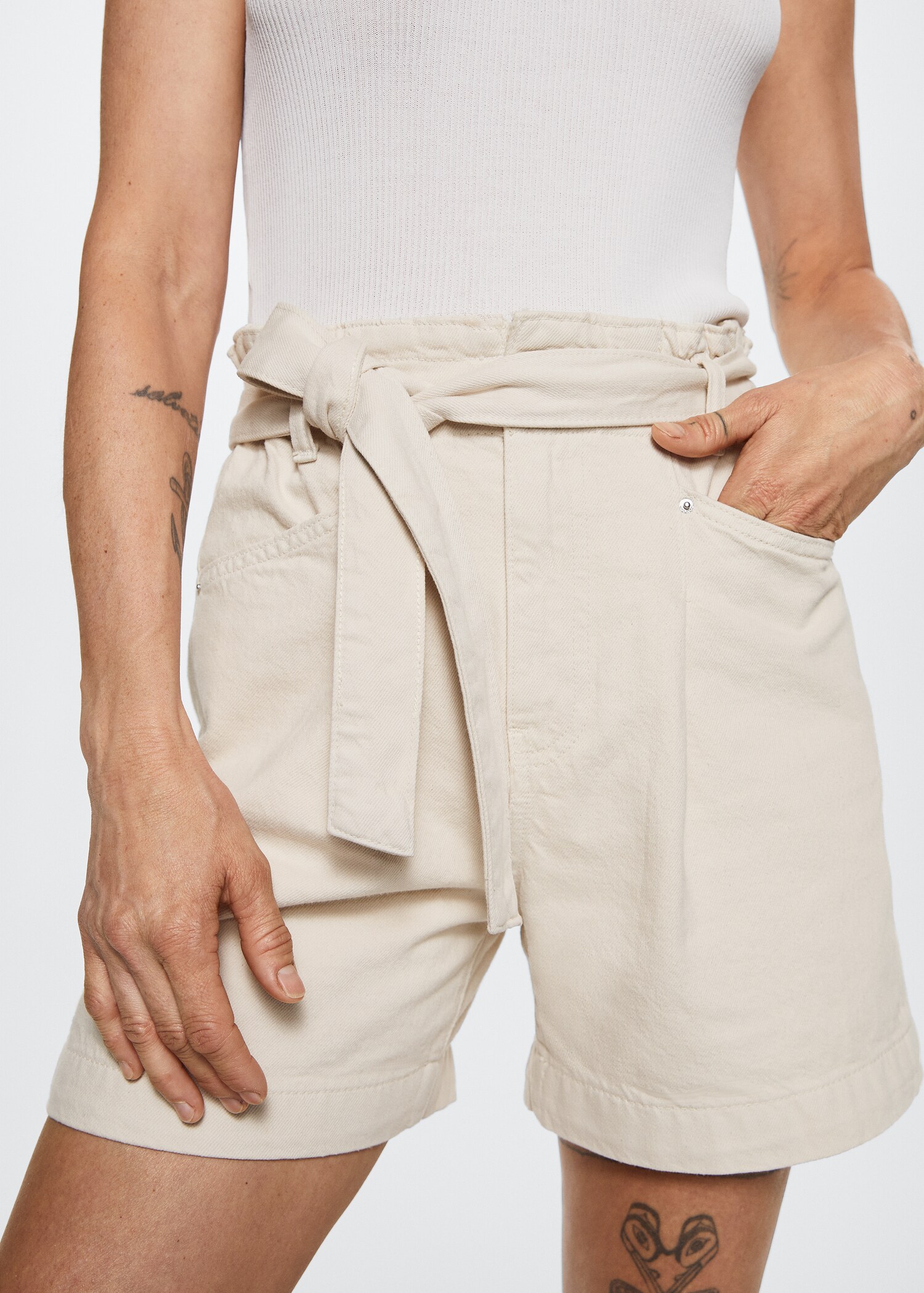 Paperbag denim shorts - Details of the article 2