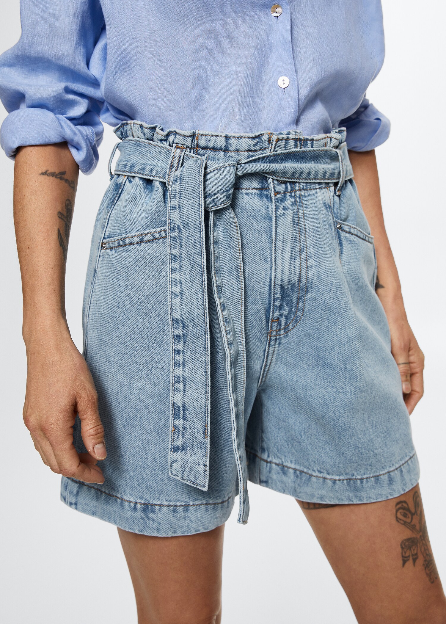 Paperbag denim shorts - Details of the article 1