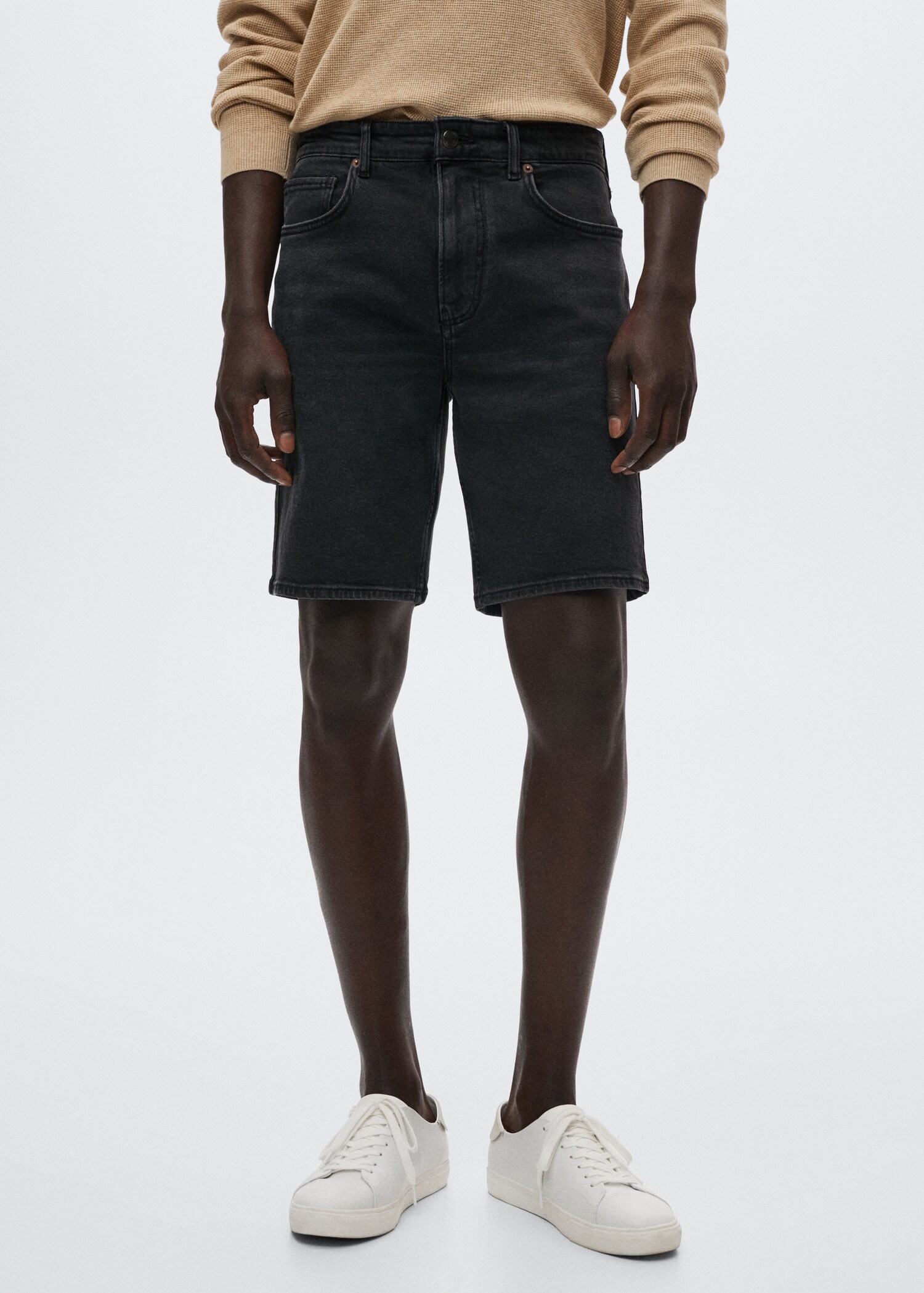 Regular-fit denim bermuda shorts - Medium plane