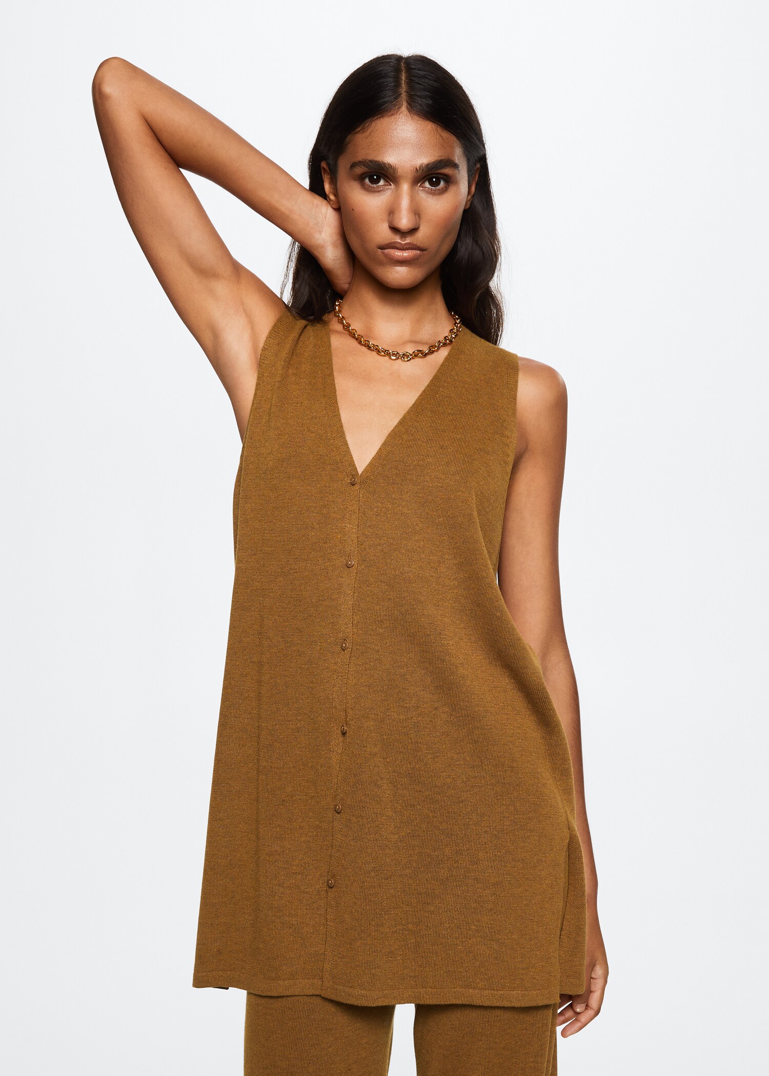 Cárdigan punto fino oversize - Plano medio