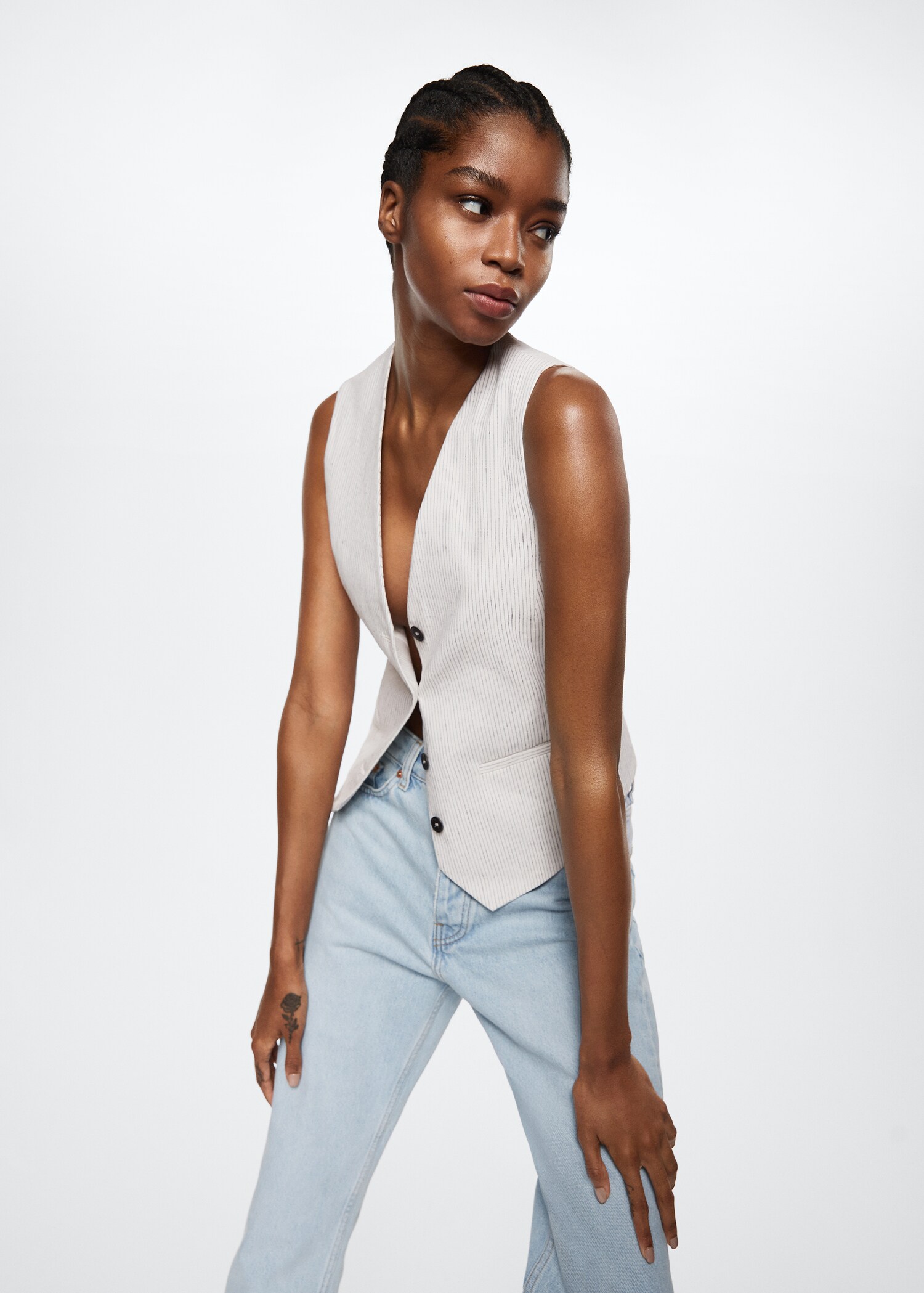 High-waist cropped straight jeans - Details of the article 1