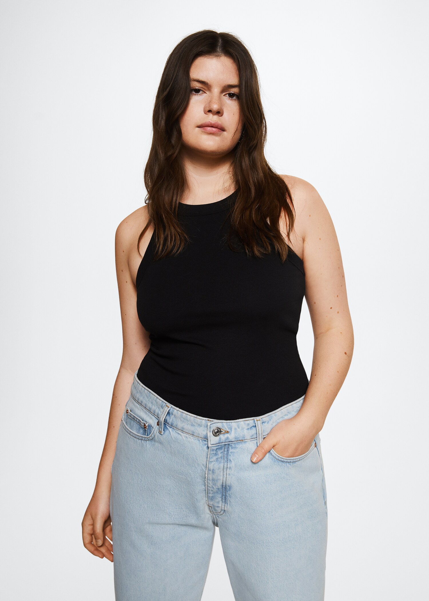 High-waist cropped straight jeans - Details of the article 3