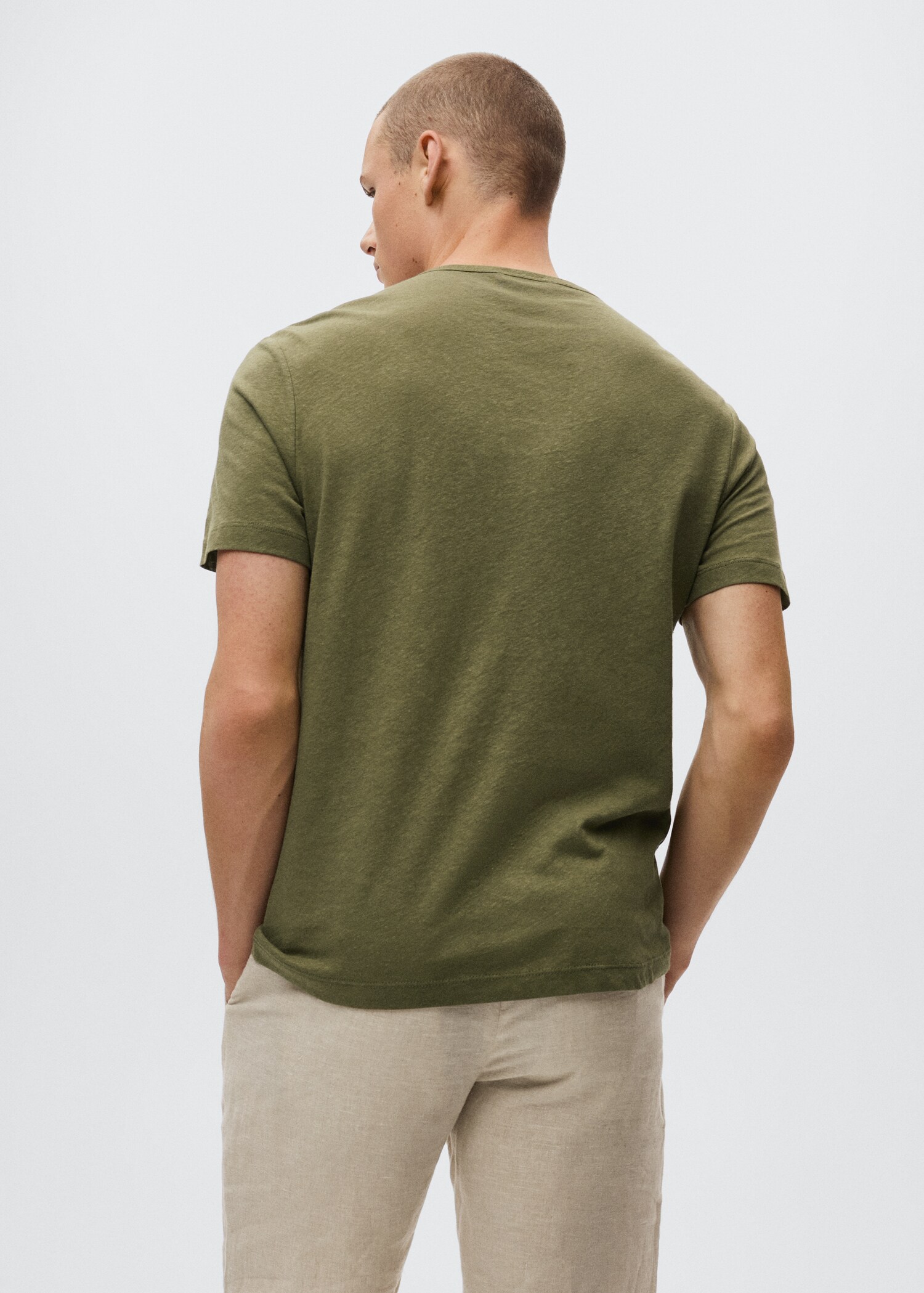 Camiseta cuello panadero lino - Reverso del artículo