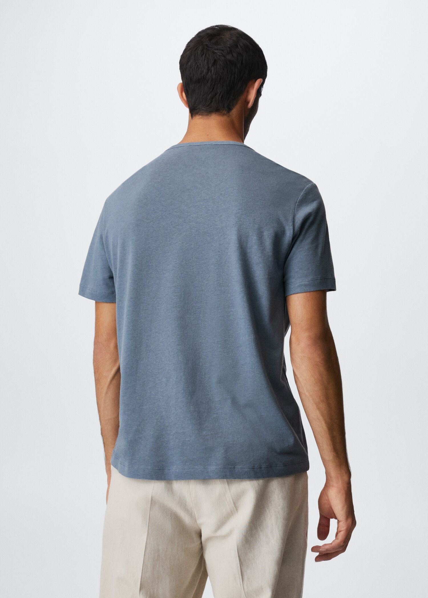 Camiseta cuello panadero lino - Reverso del artículo
