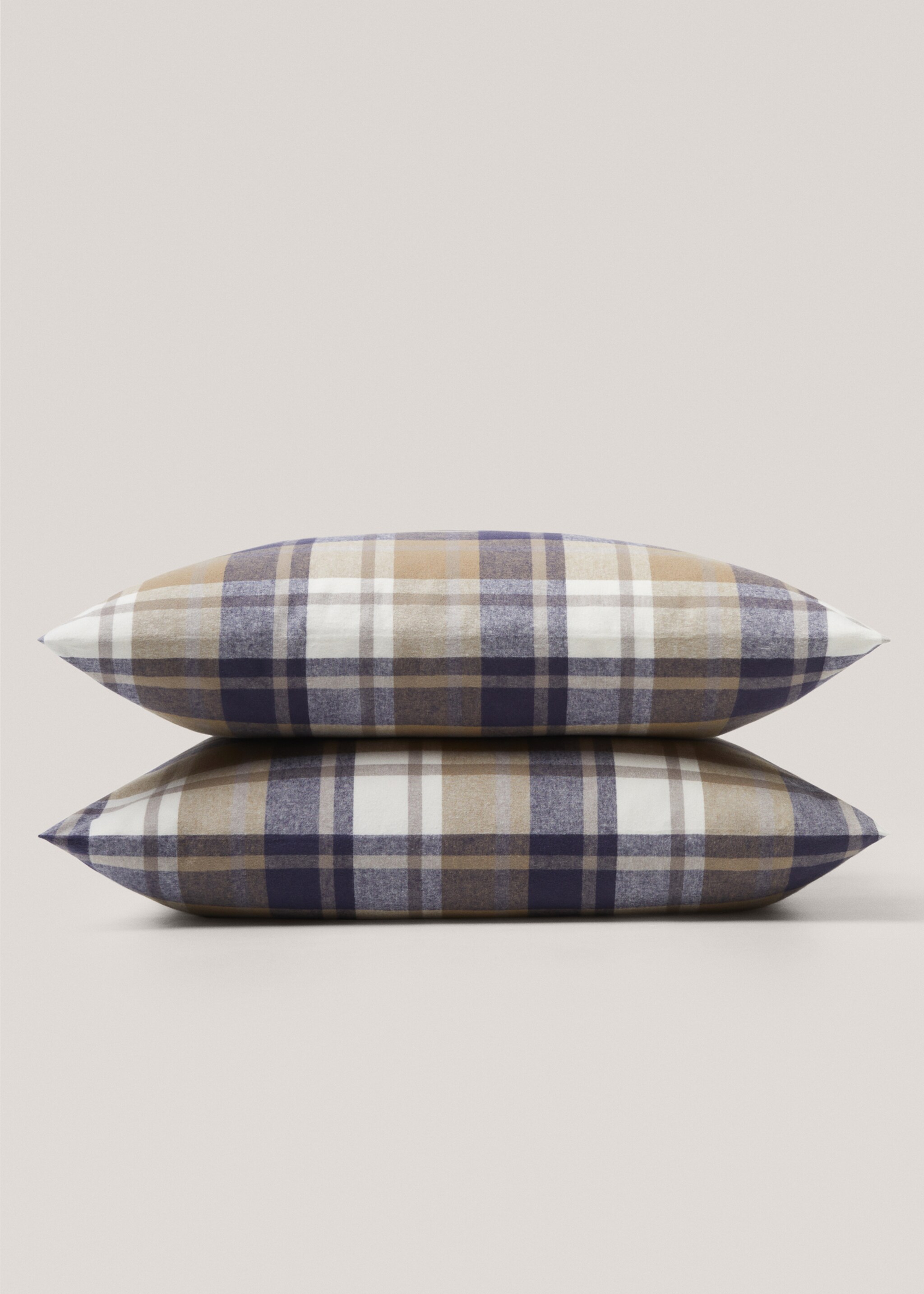 Woven check flannel pillowcase 60x60cm (Pack of two) - Medium plane