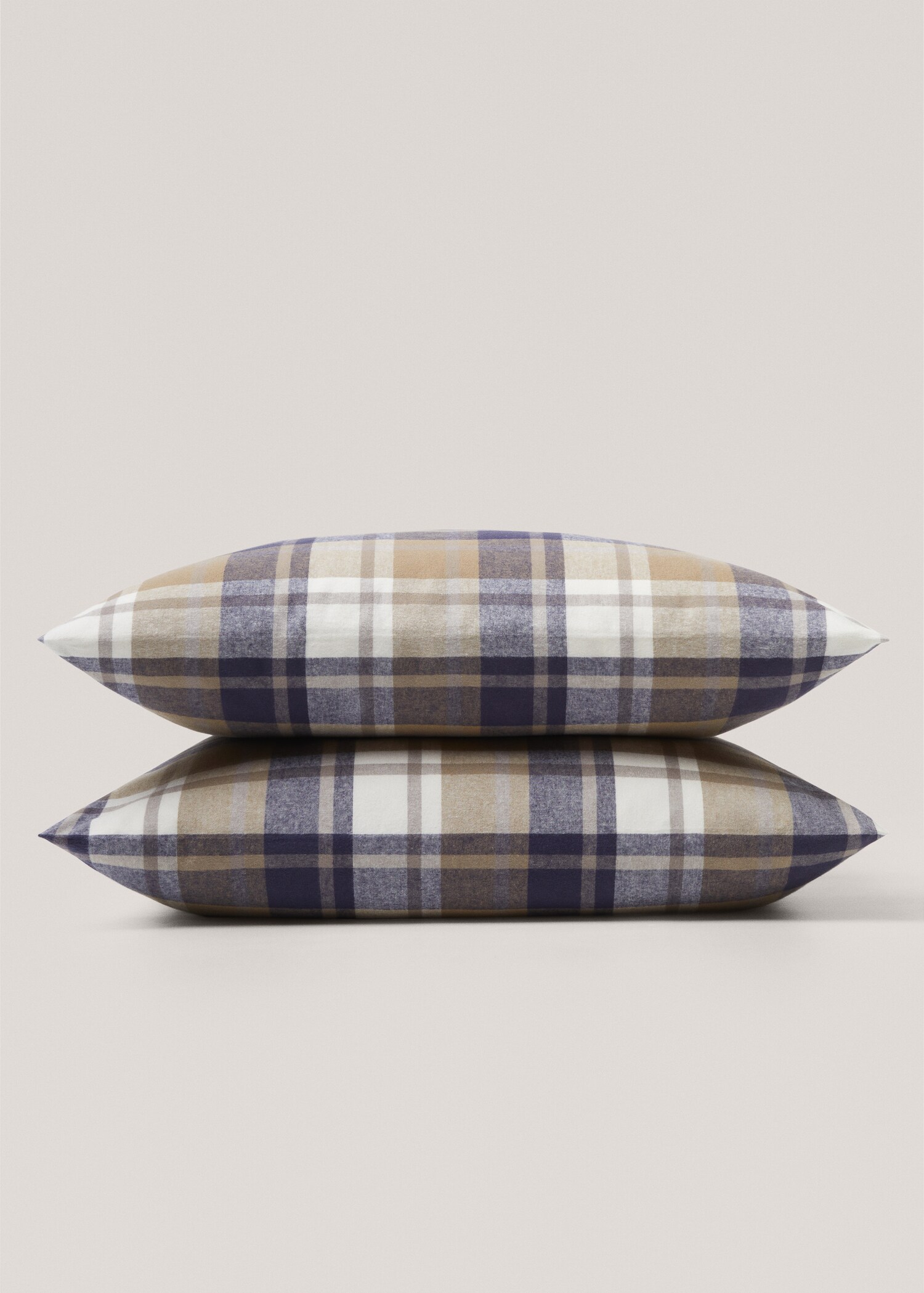 Woven check flannel pillowcase 60x60cm (Pack of two) - Medium plane