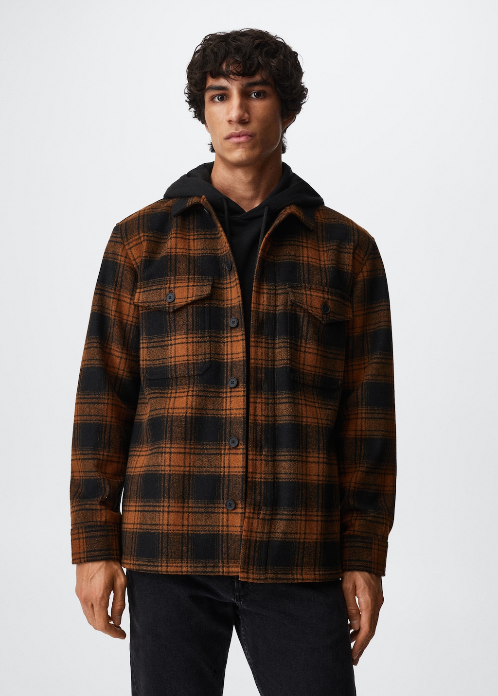 Check wool blend overshirt Men MANGO OUTLET Denmark