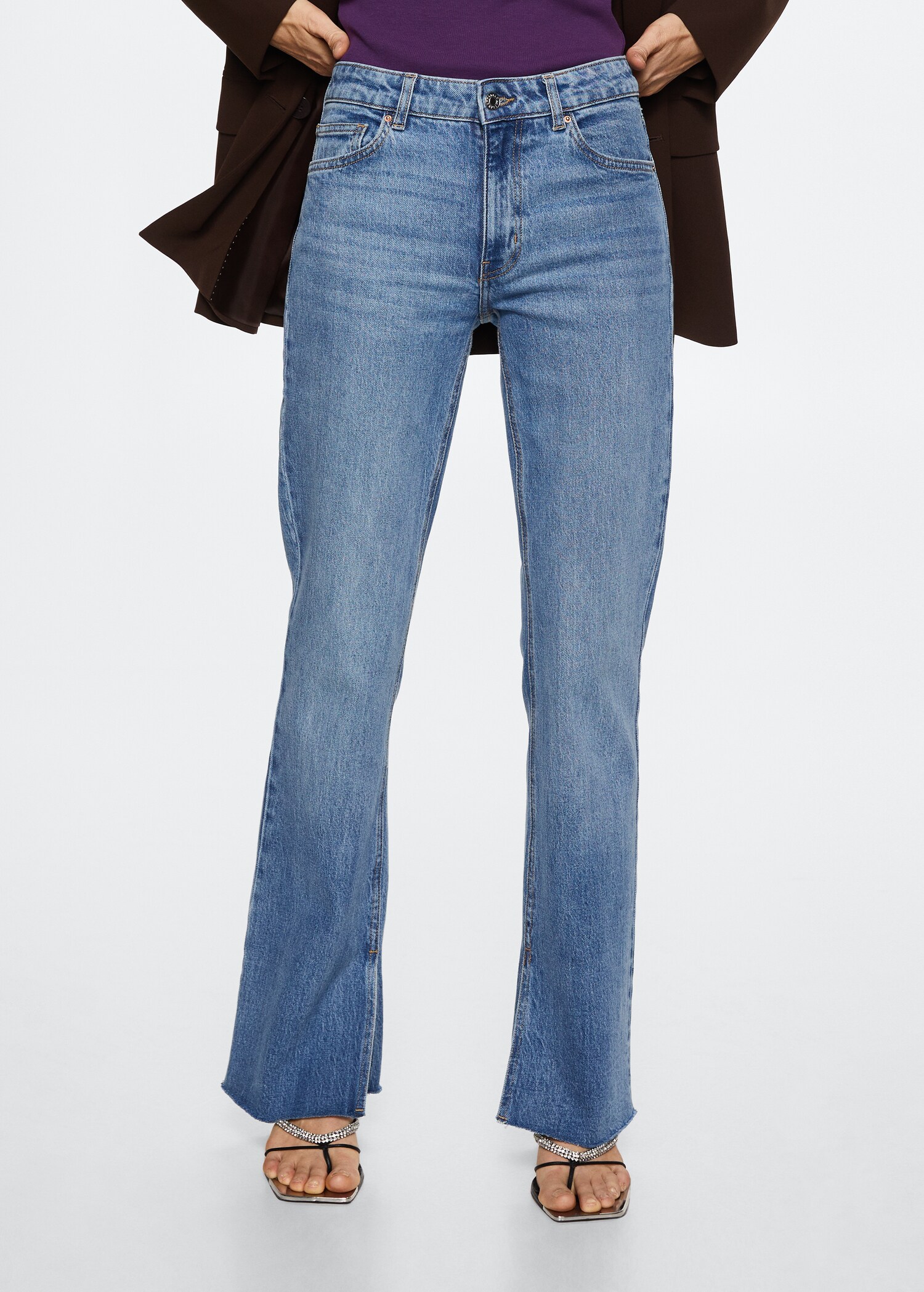 Jeans diritti spacco laterale - Piano medio