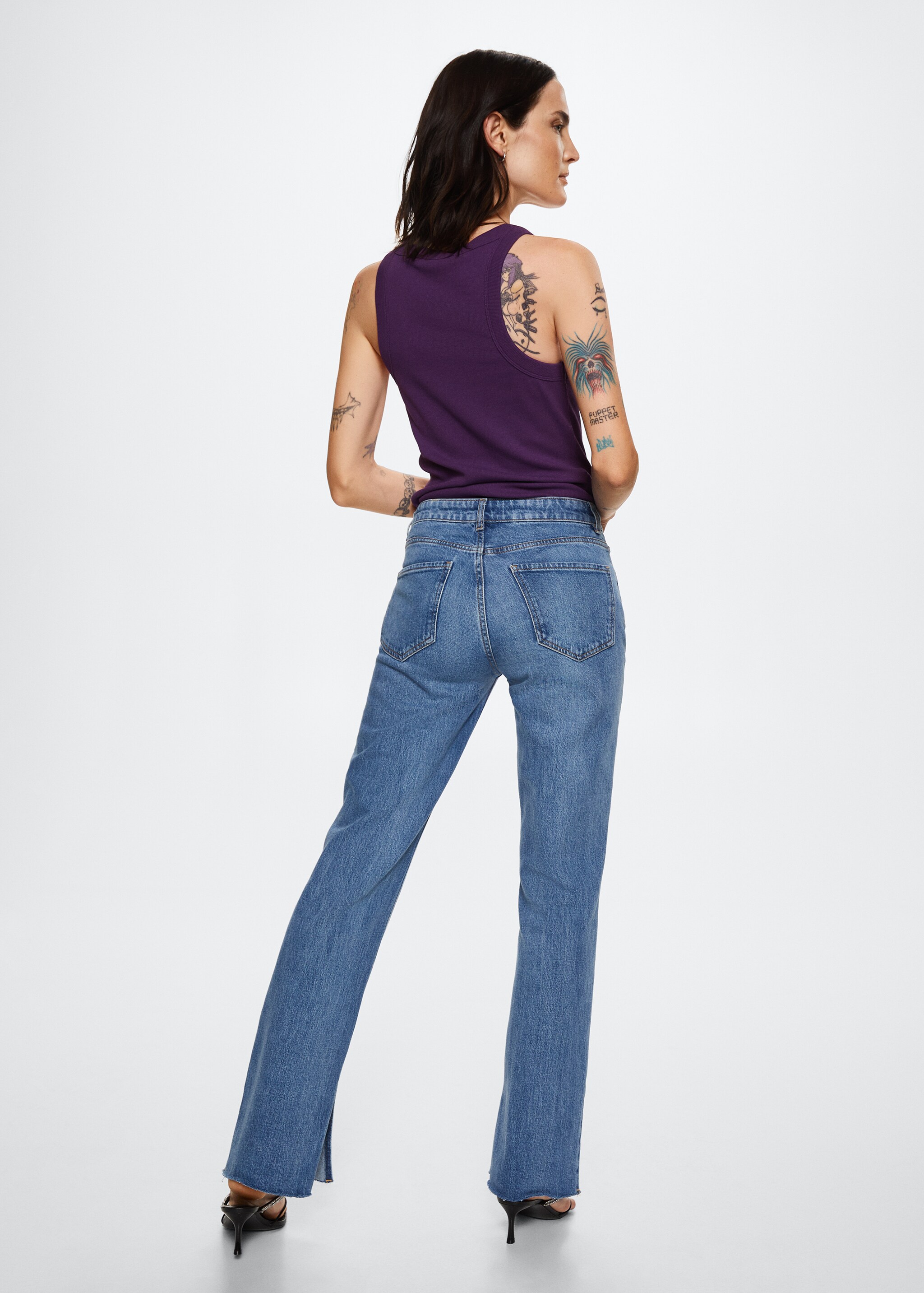 Straight jeans with side slit - Reverse of the article