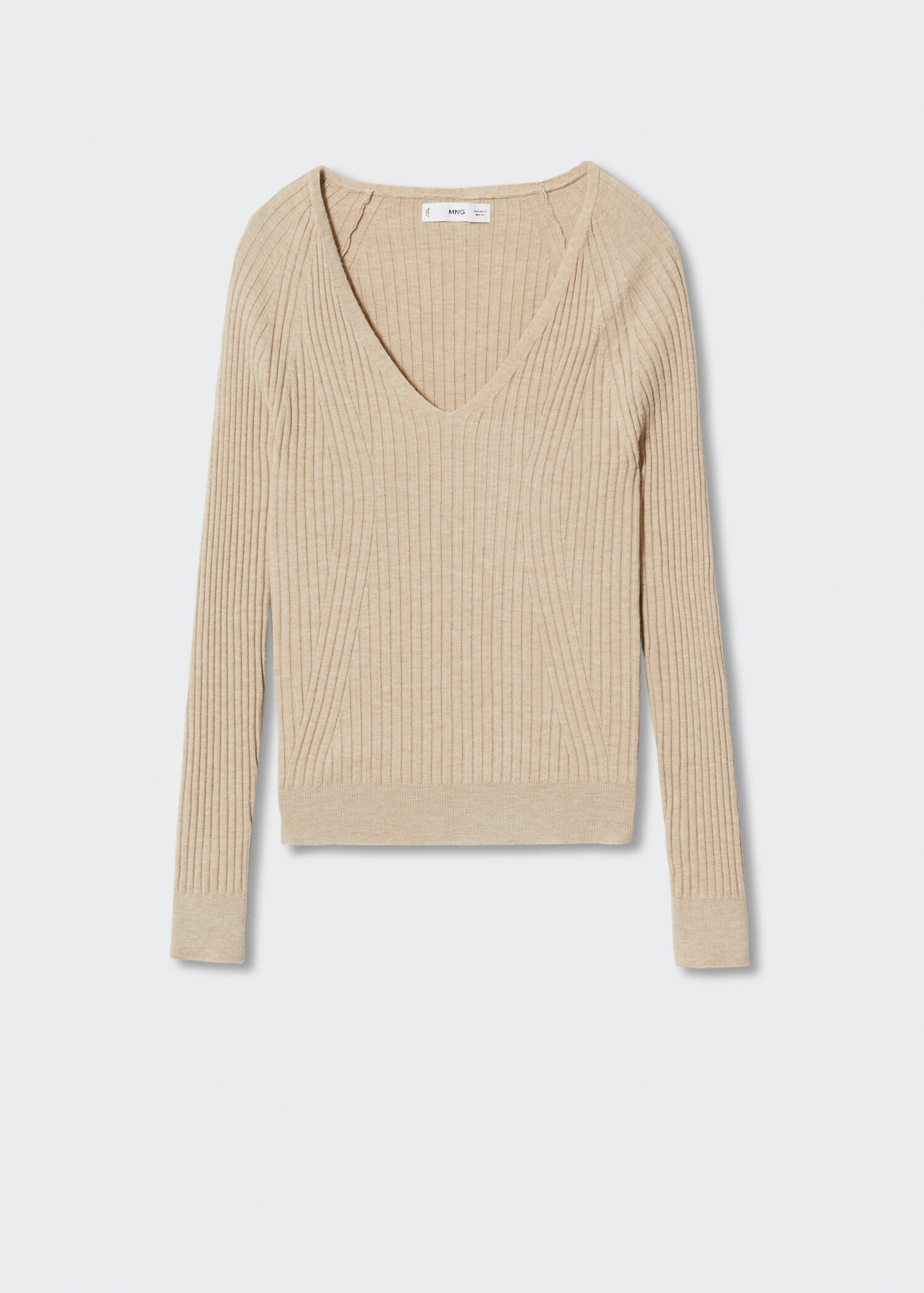 V-neck ribbed knit sweater - Article without model