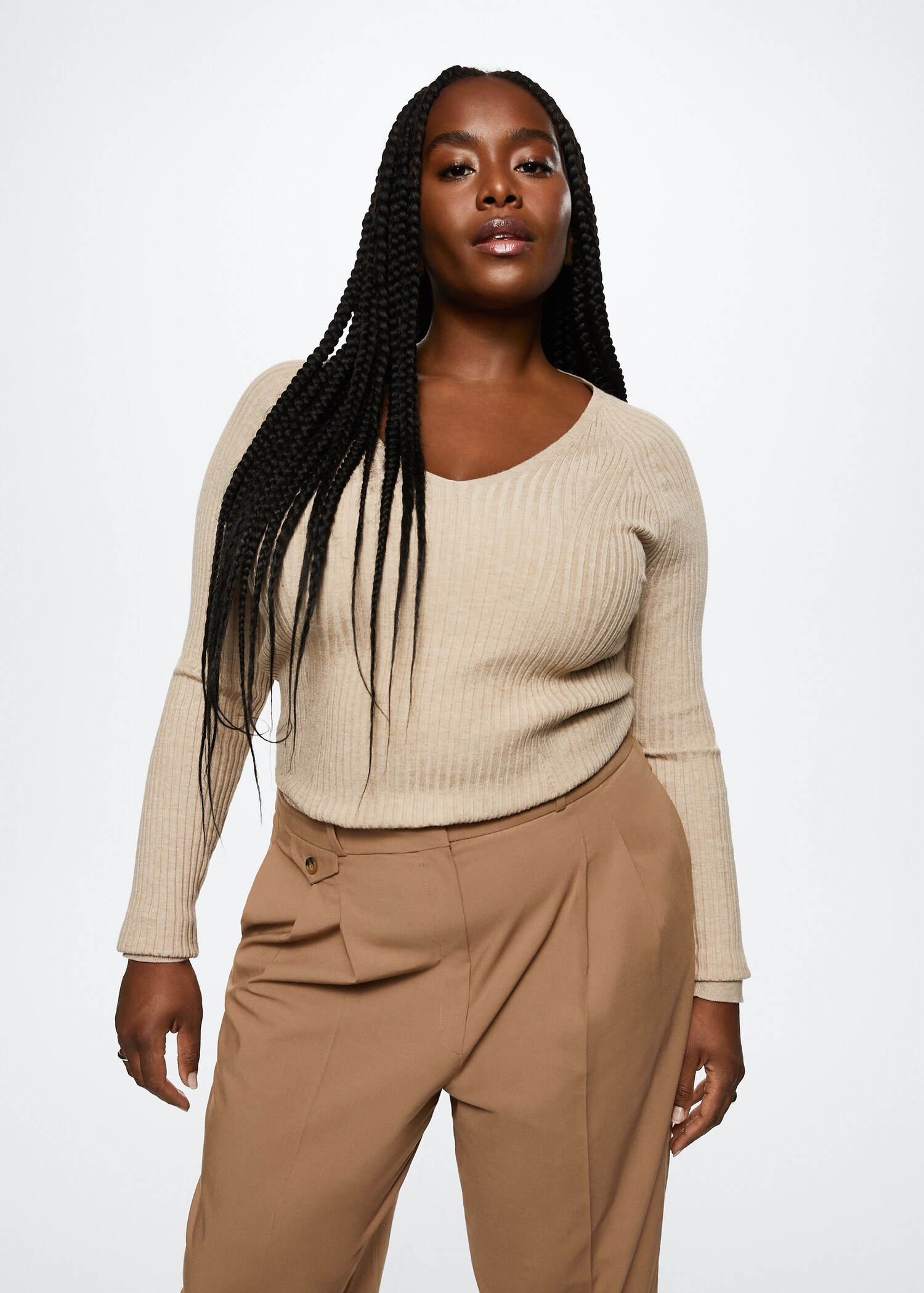 V-neck ribbed knit sweater - Details of the article 4