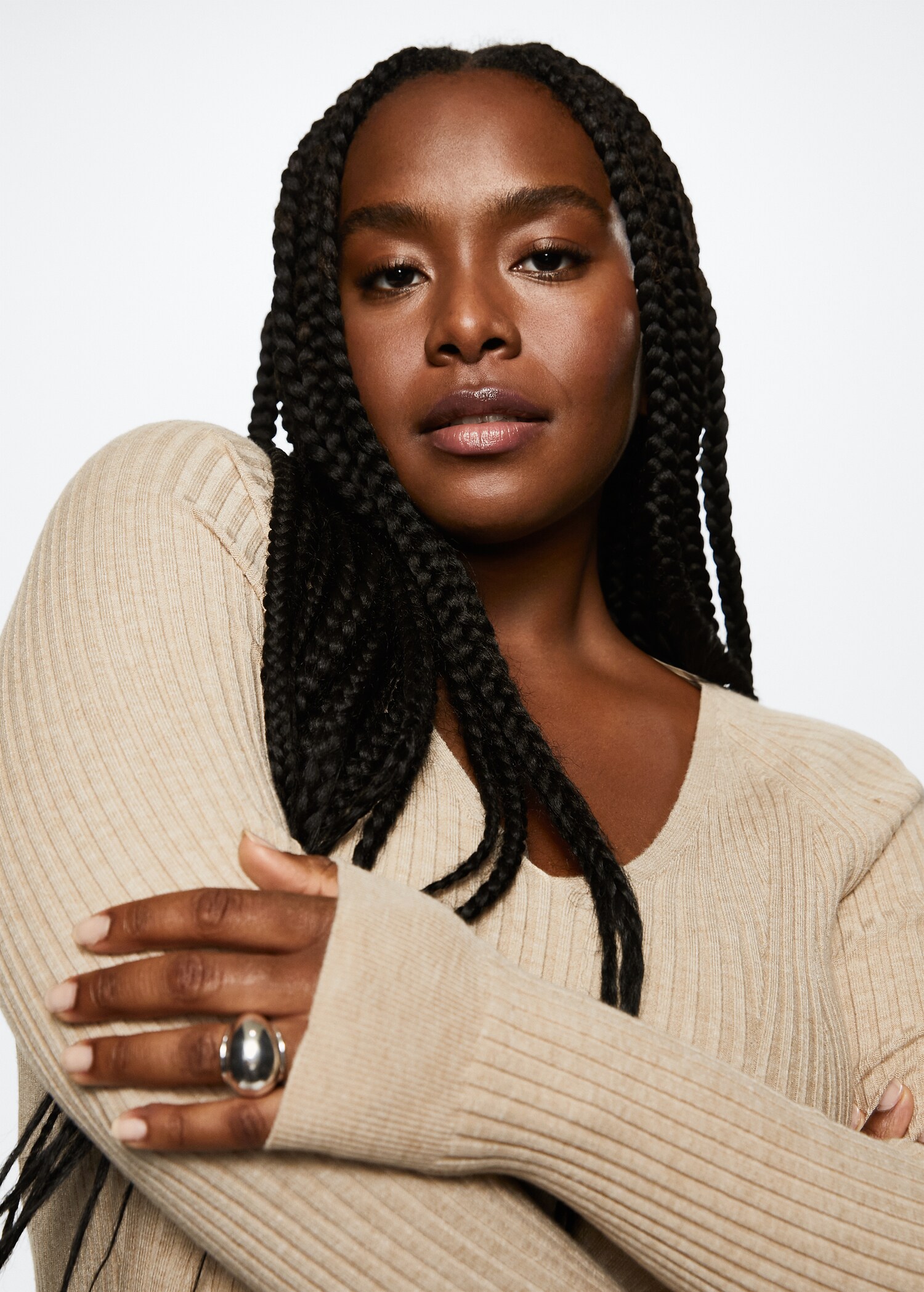 V-neck ribbed knit sweater - Details of the article 5