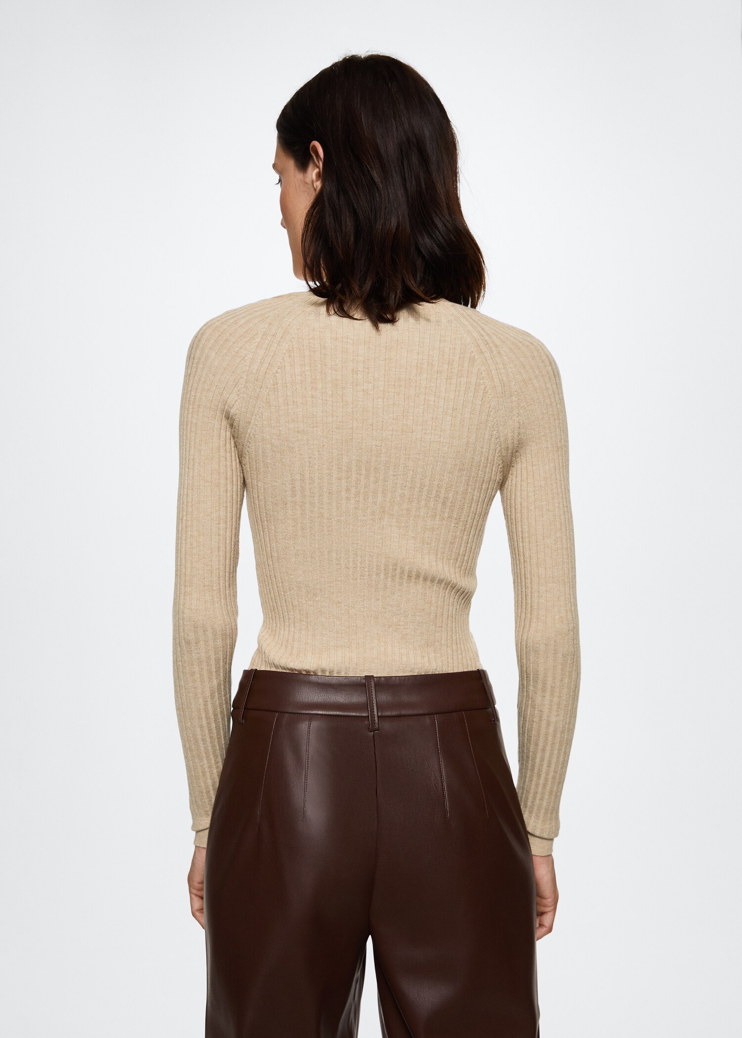 V-neck ribbed knit sweater - Reverse of the article
