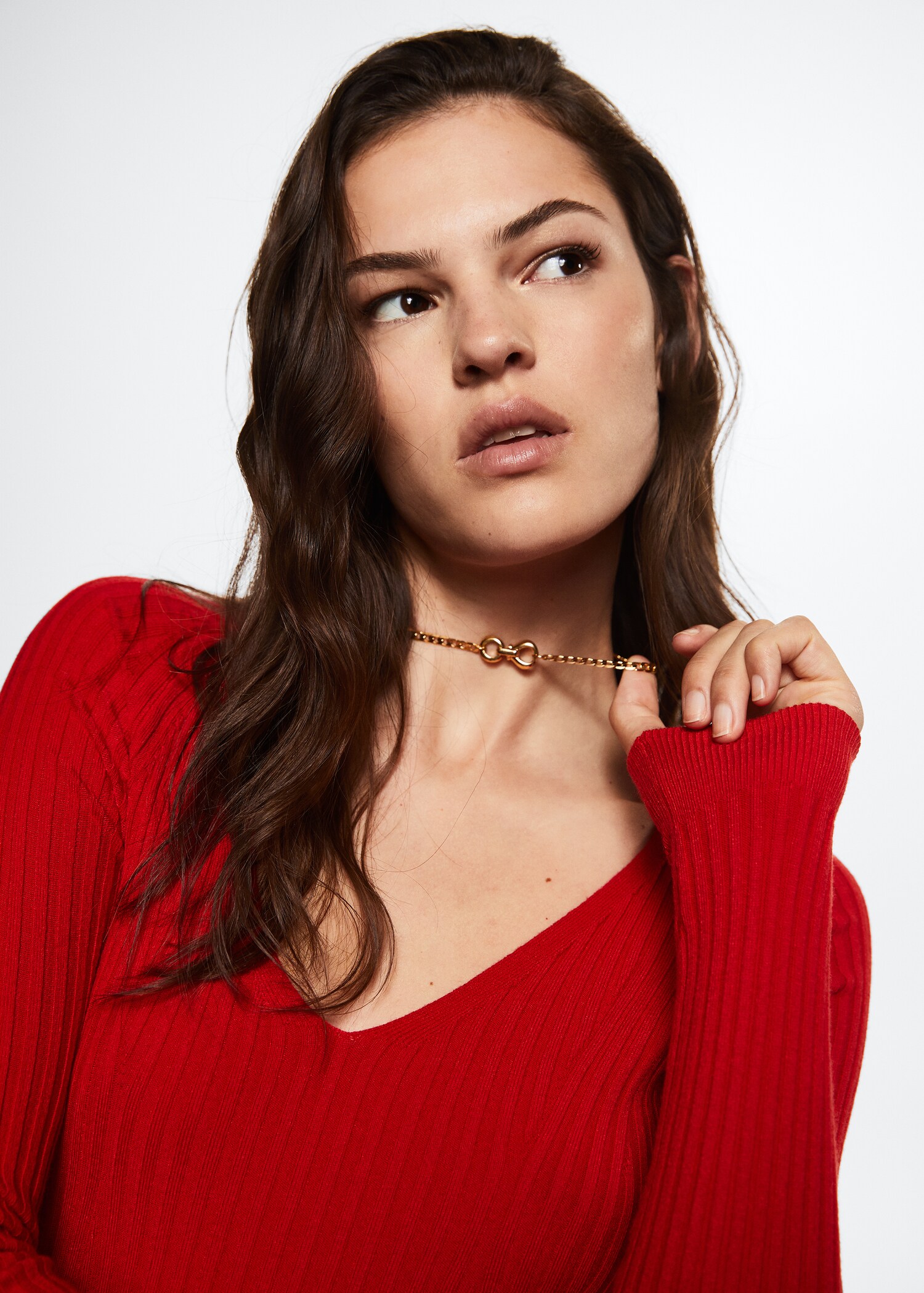 V-neck ribbed knit sweater - Details of the article 1