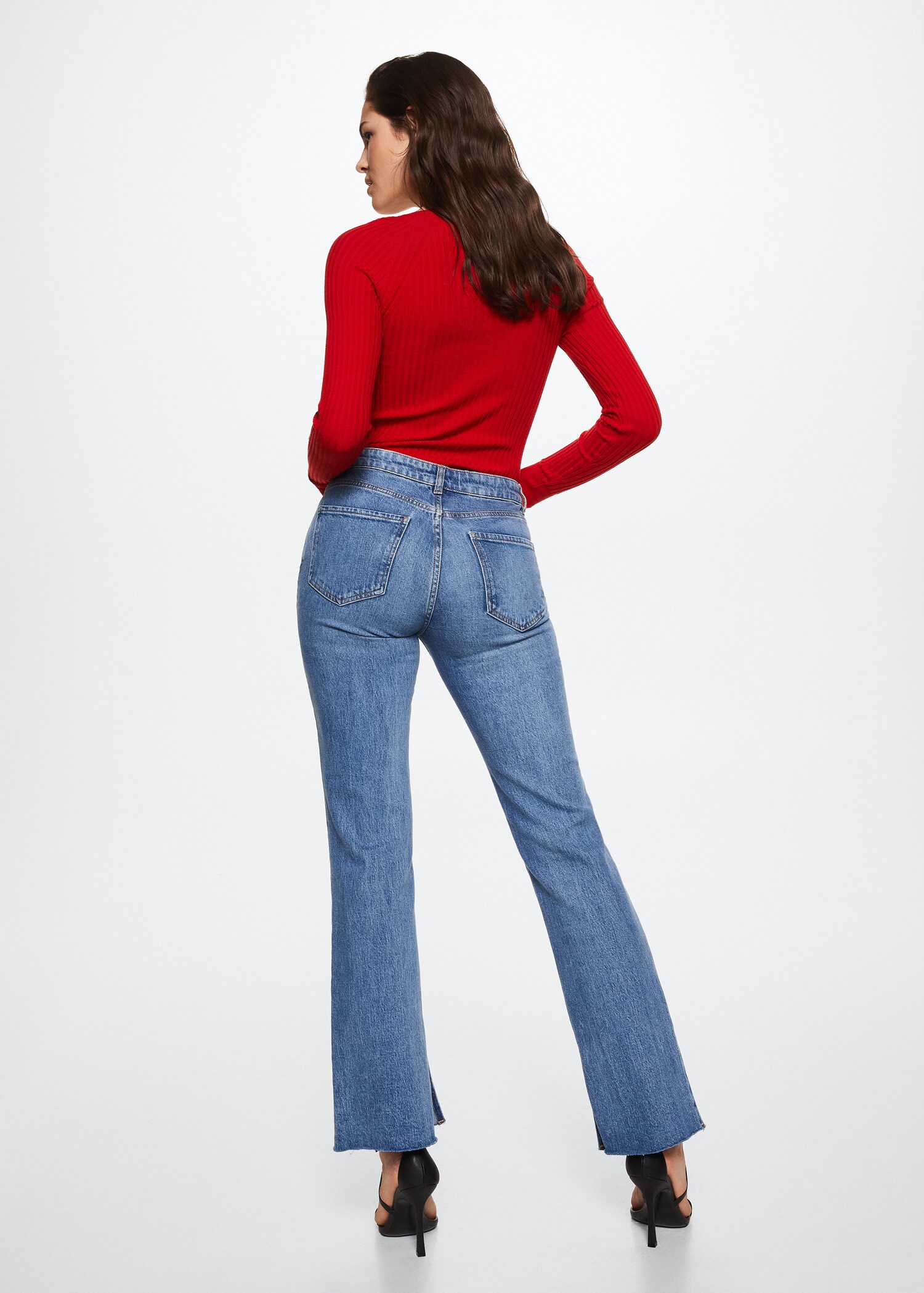 V-neck ribbed knit sweater - Reverse of the article