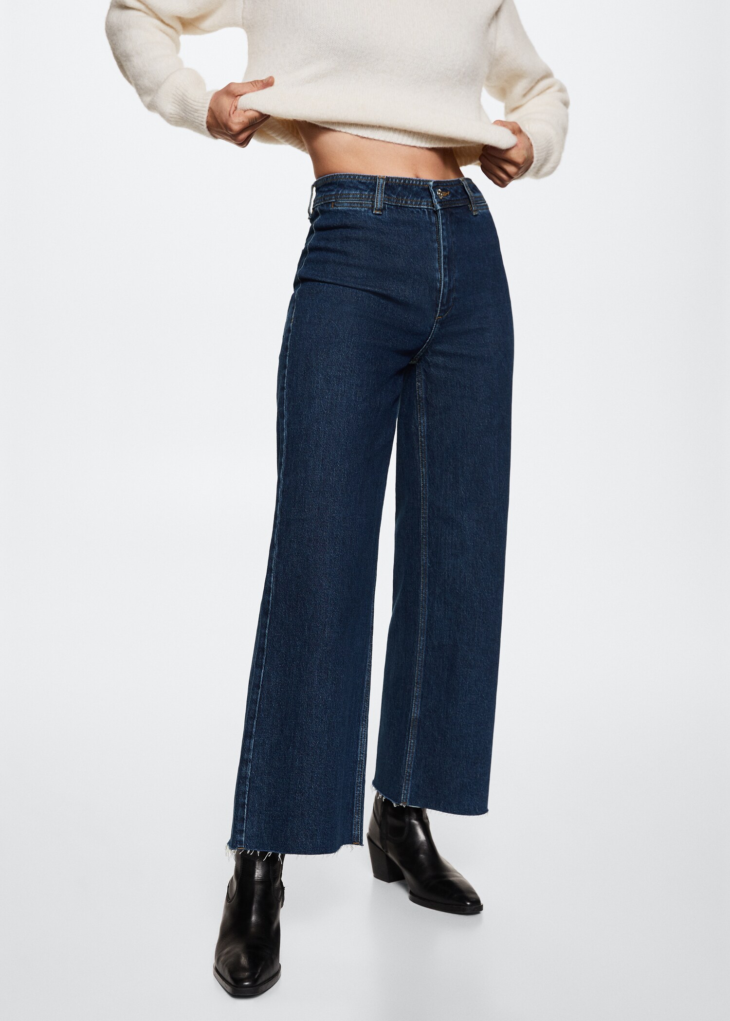 Culotte-Jeans mit hohem Bund - Mittlere Ansicht