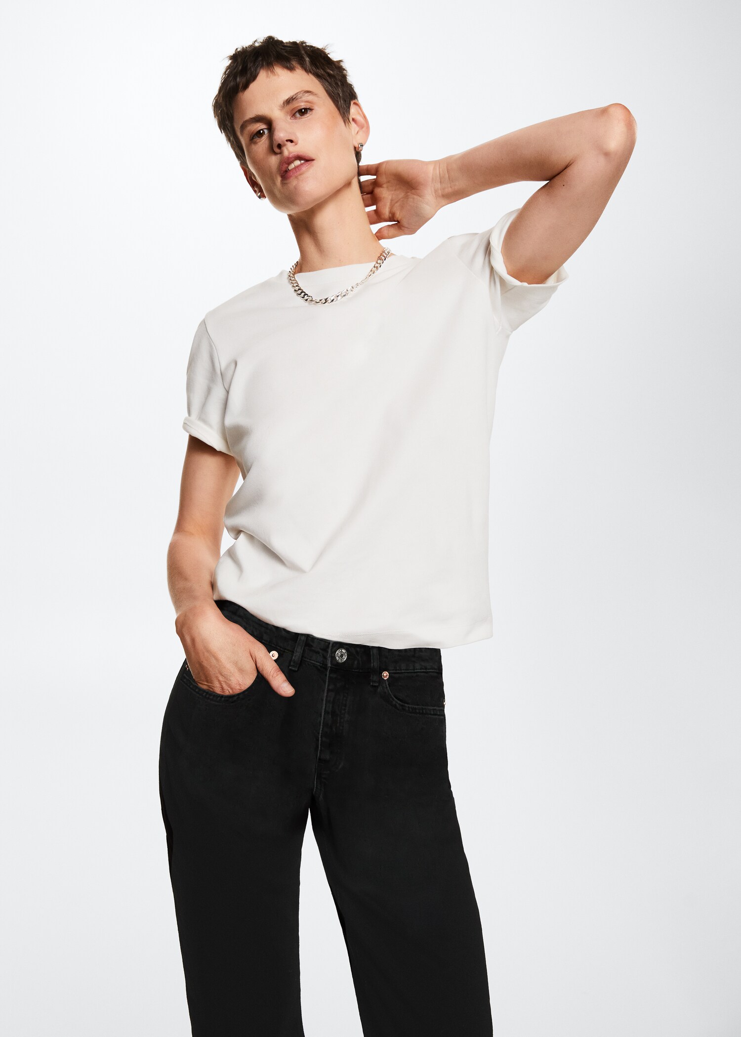 High-waist cropped straight jeans - Details of the article 2