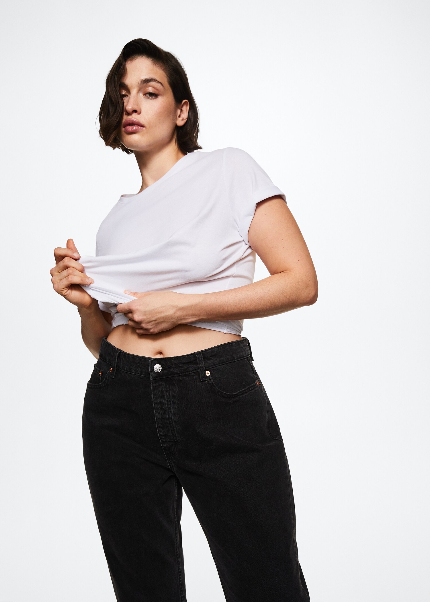 High-waist cropped straight jeans - Details of the article 5