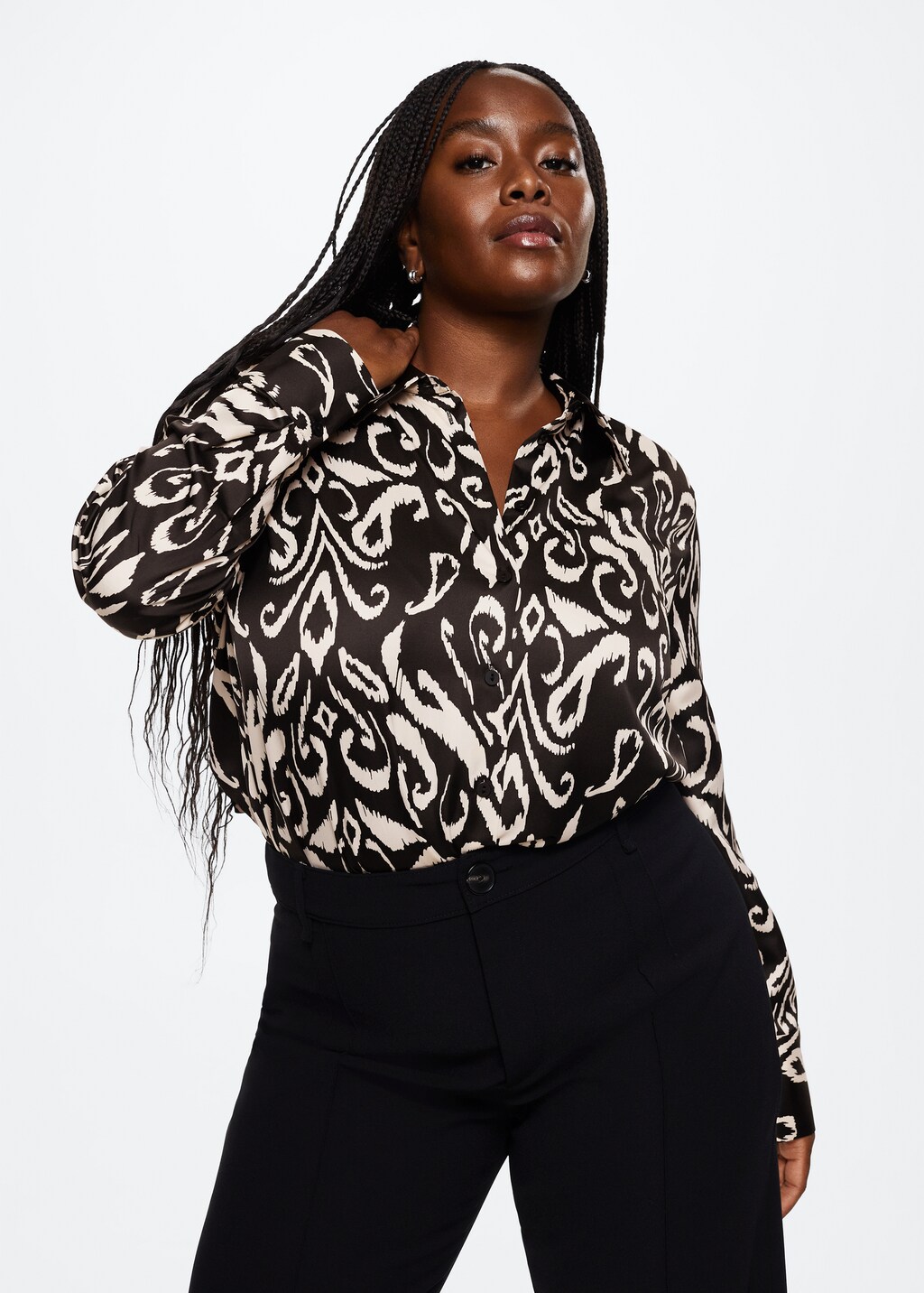 plus satin leopard shirt