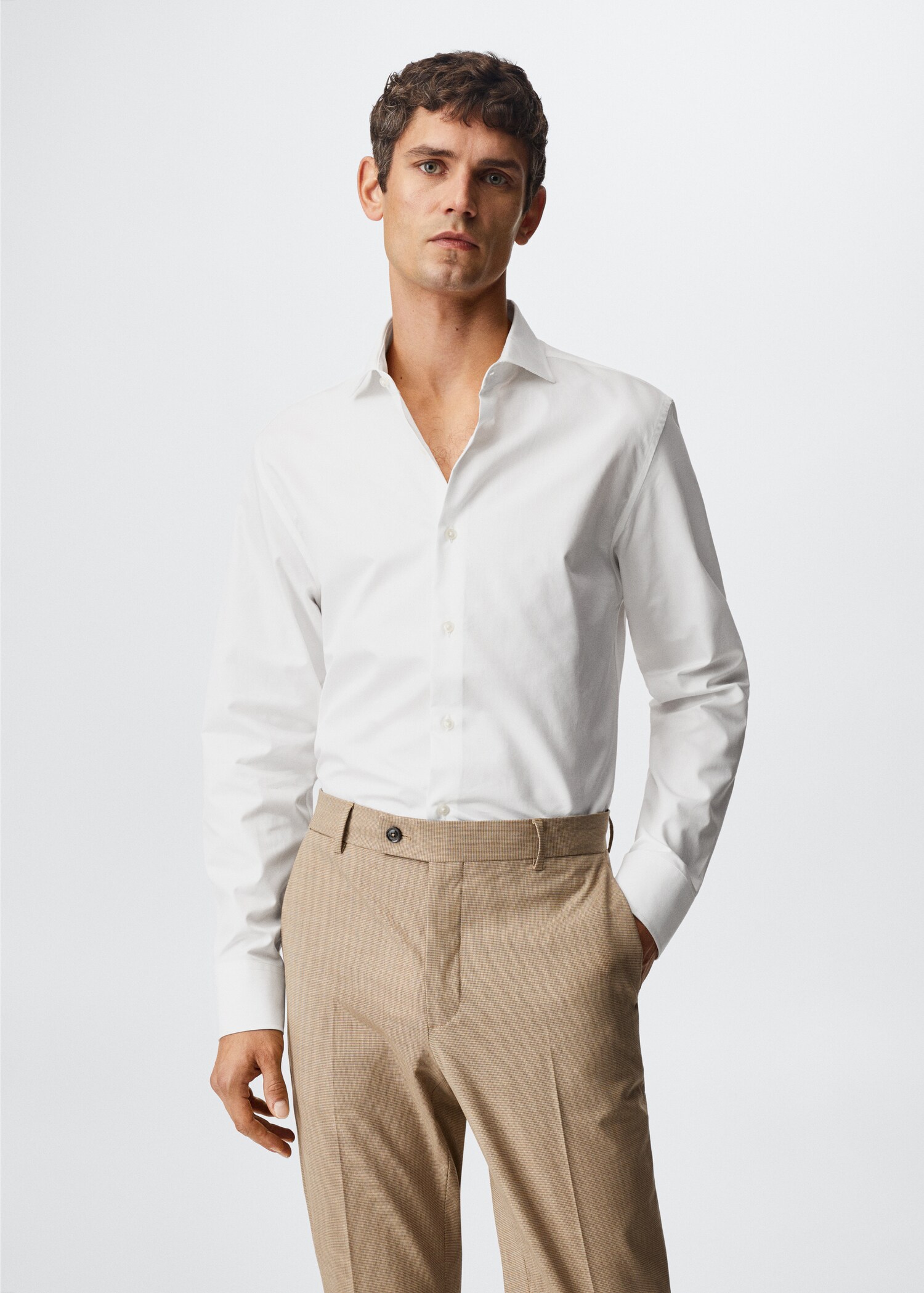 Slim fit cotton suit shirt - Medium plane