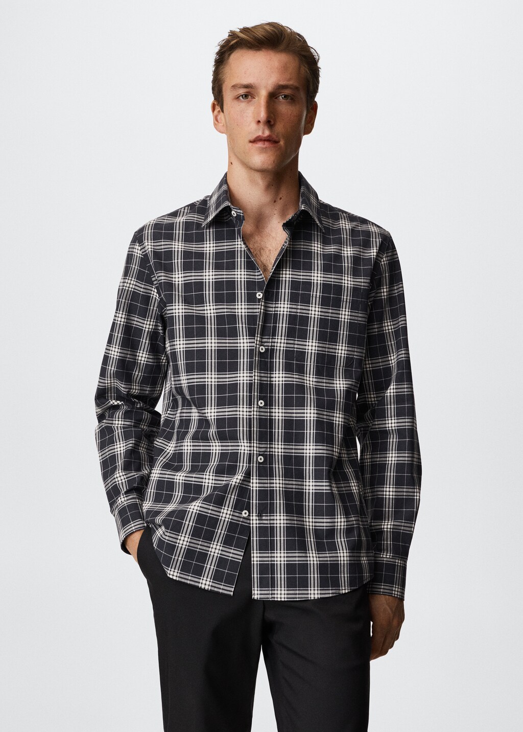 Regular fit checked flannel shirt - Men | MANGO OUTLET USA