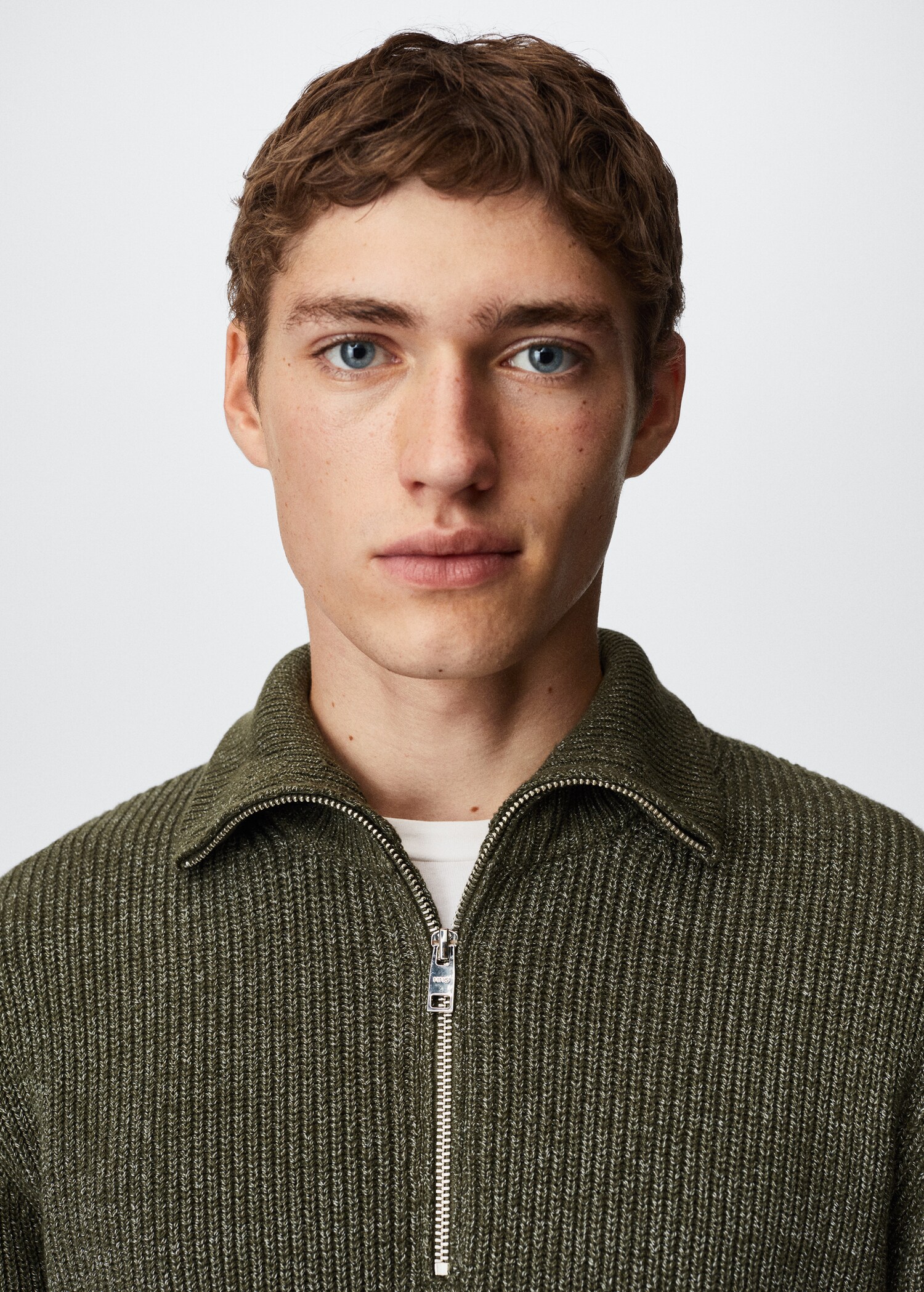 Structured sweater with zip neck  - Details of the article 1