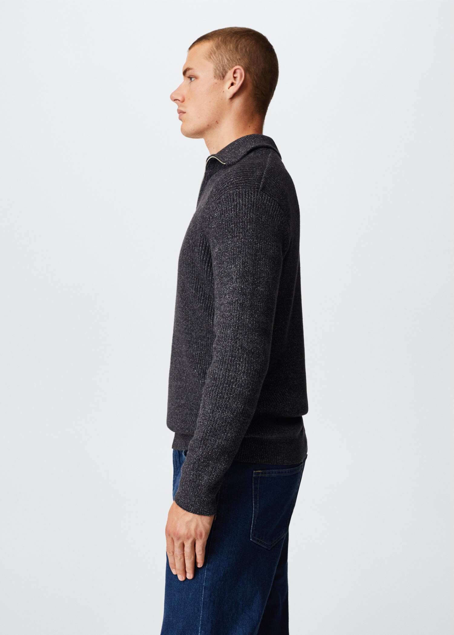 Structured sweater with zip neck  - Details of the article 4