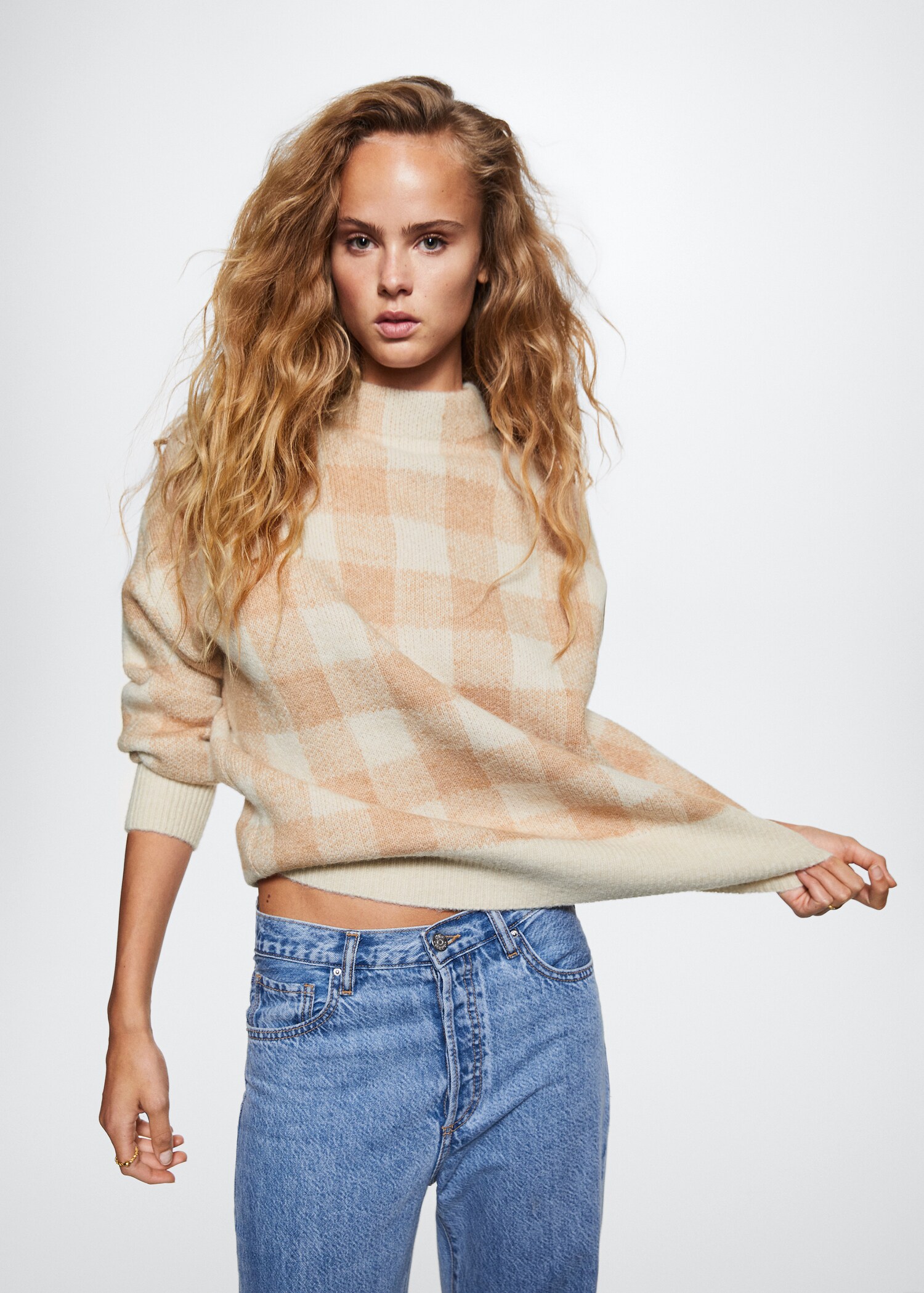 Perkins-neck checked sweater - Medium plane
