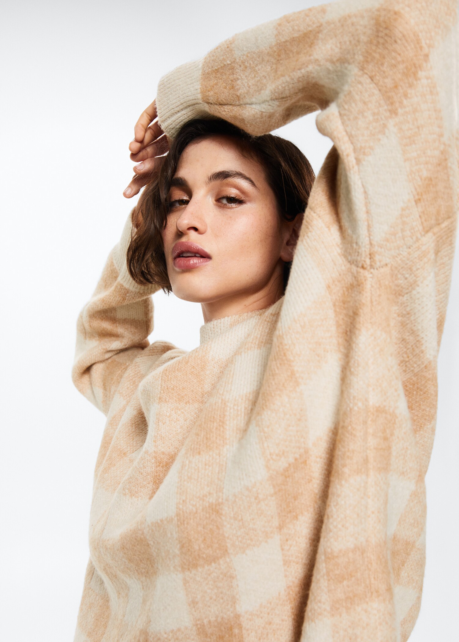 Perkins-neck checked sweater - Details of the article 4