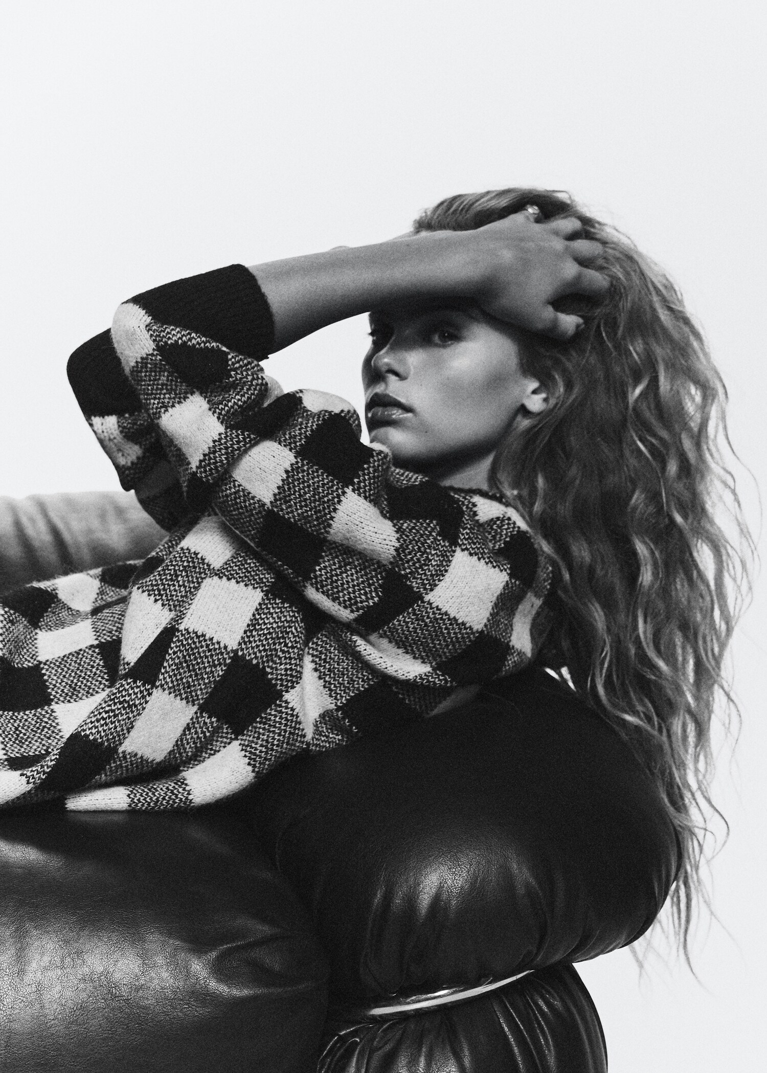 Perkins-neck checked sweater - Details of the article 4