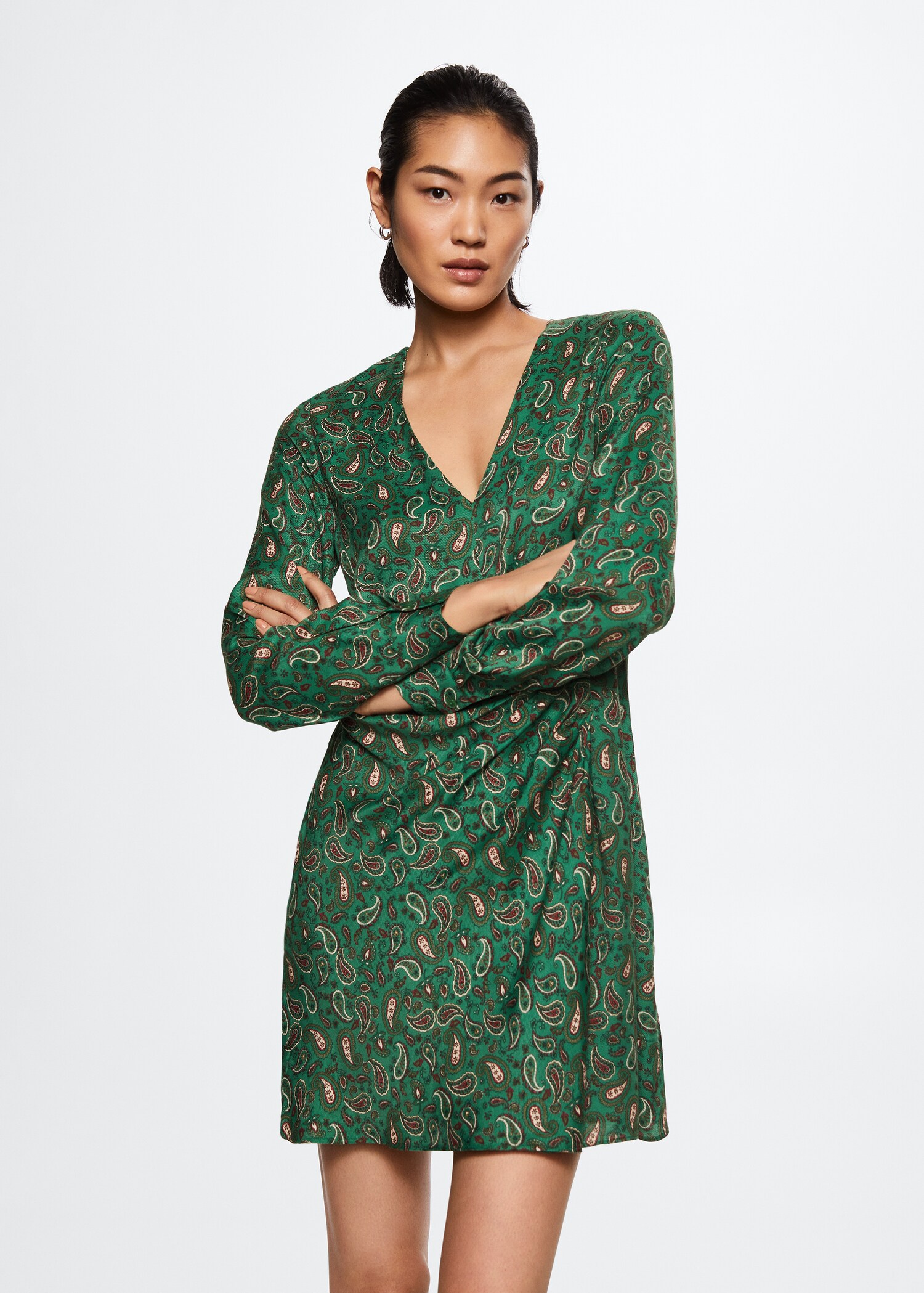 Paisley-print satin dress - Medium plane