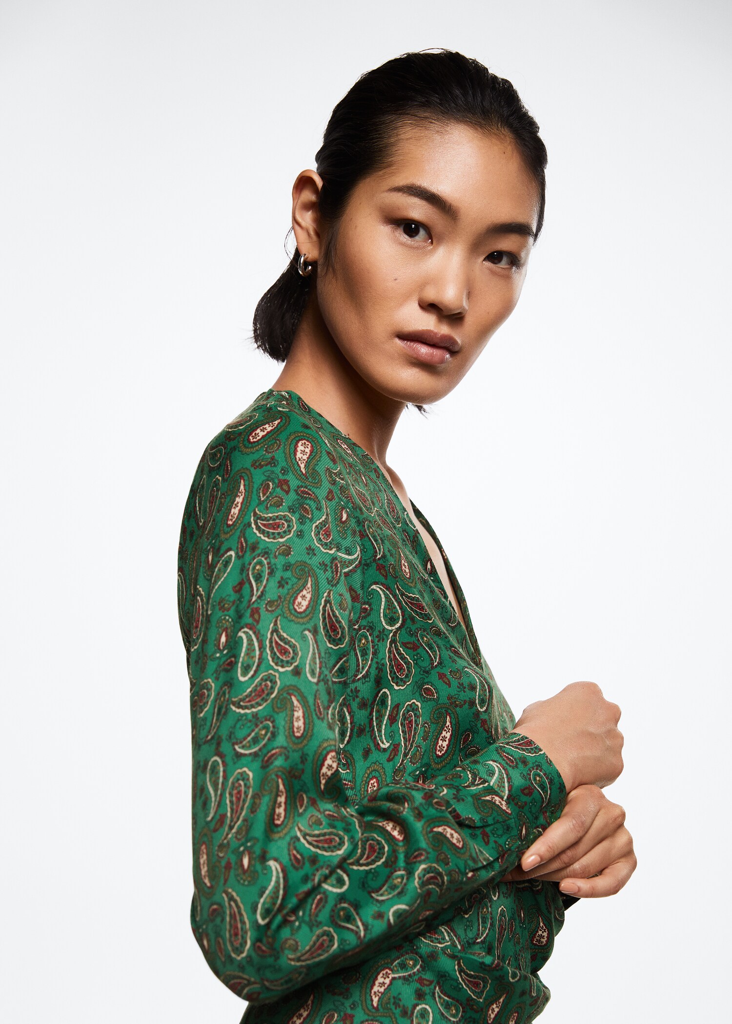 Paisley-print satin dress - Details of the article 1