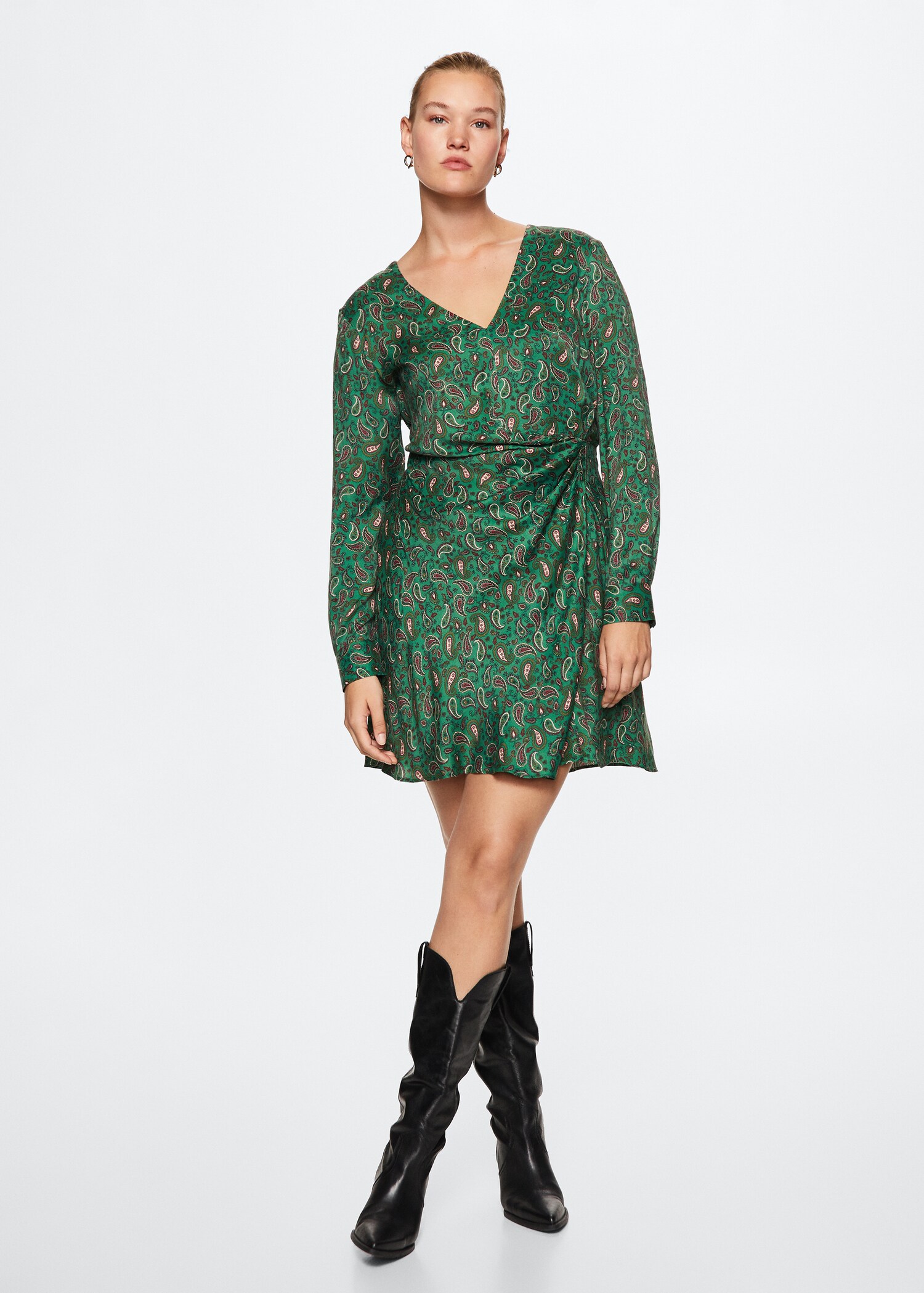 Paisley-print satin dress - Details of the article 3