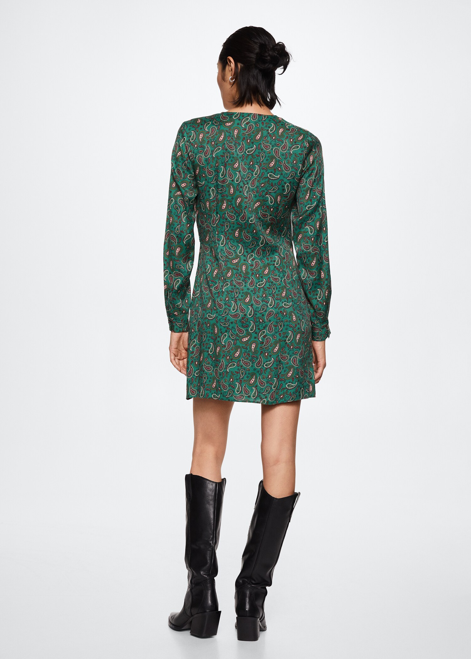 Paisley-print satin dress - Reverse of the article