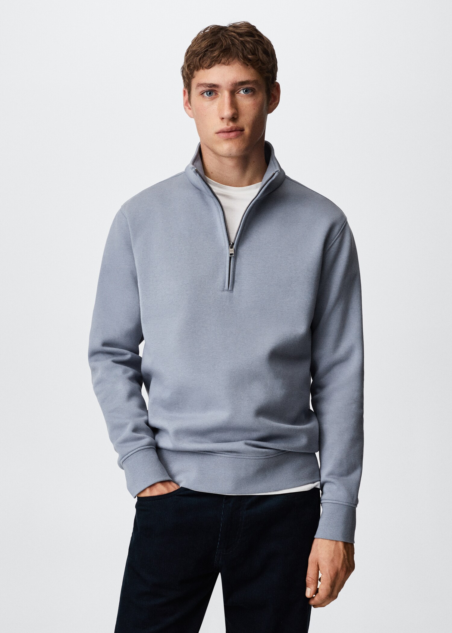 Cotton sweatshirt with zip neck - Medium plane