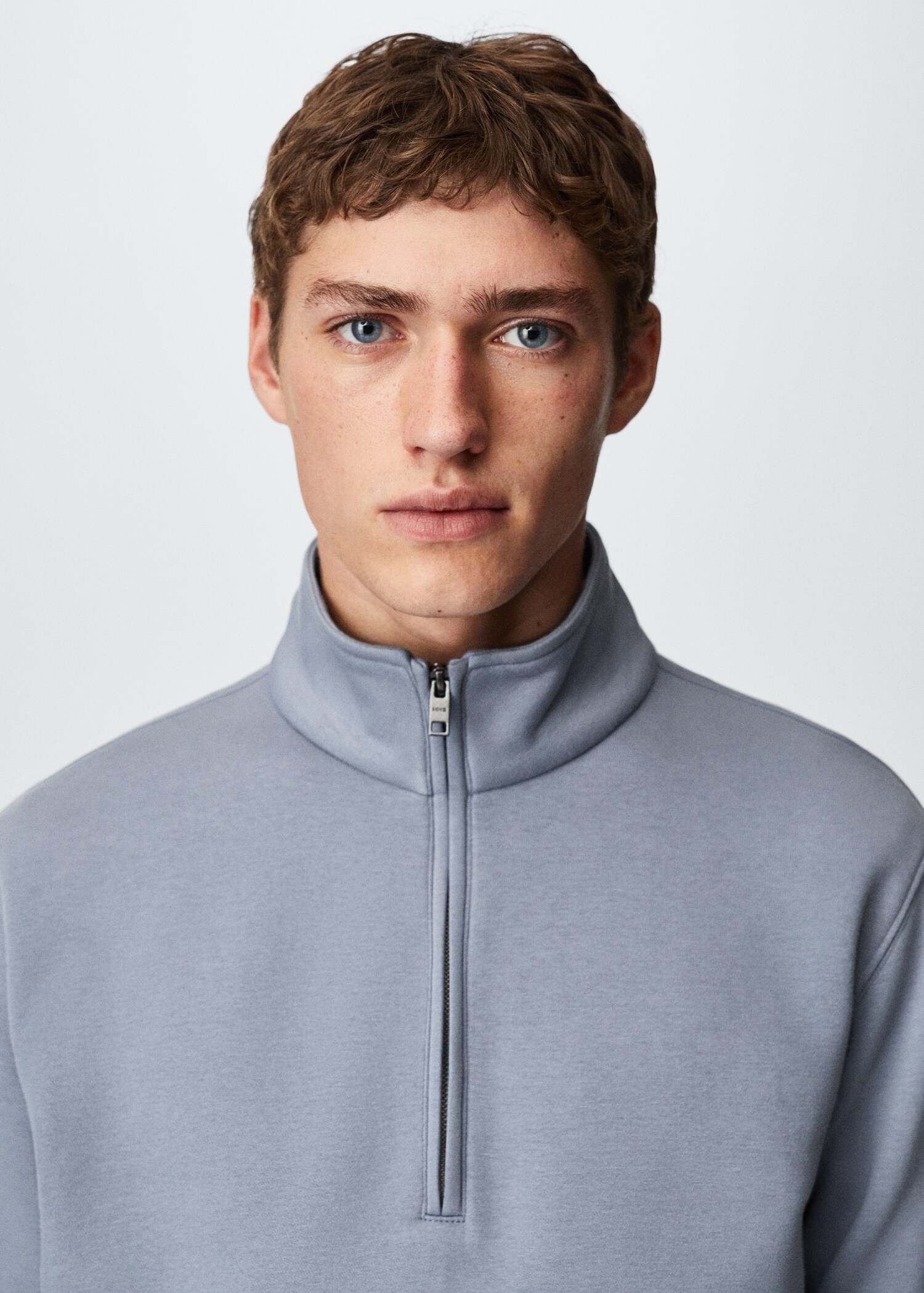 Cotton sweatshirt with zip neck - Details of the article 1