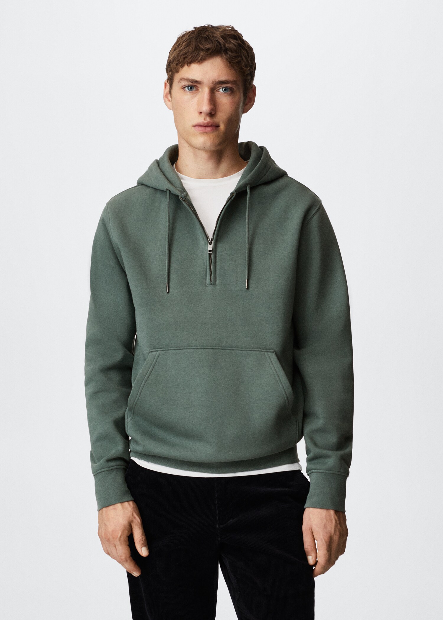 Sudadera algodón capucha cremallera - Plano medio