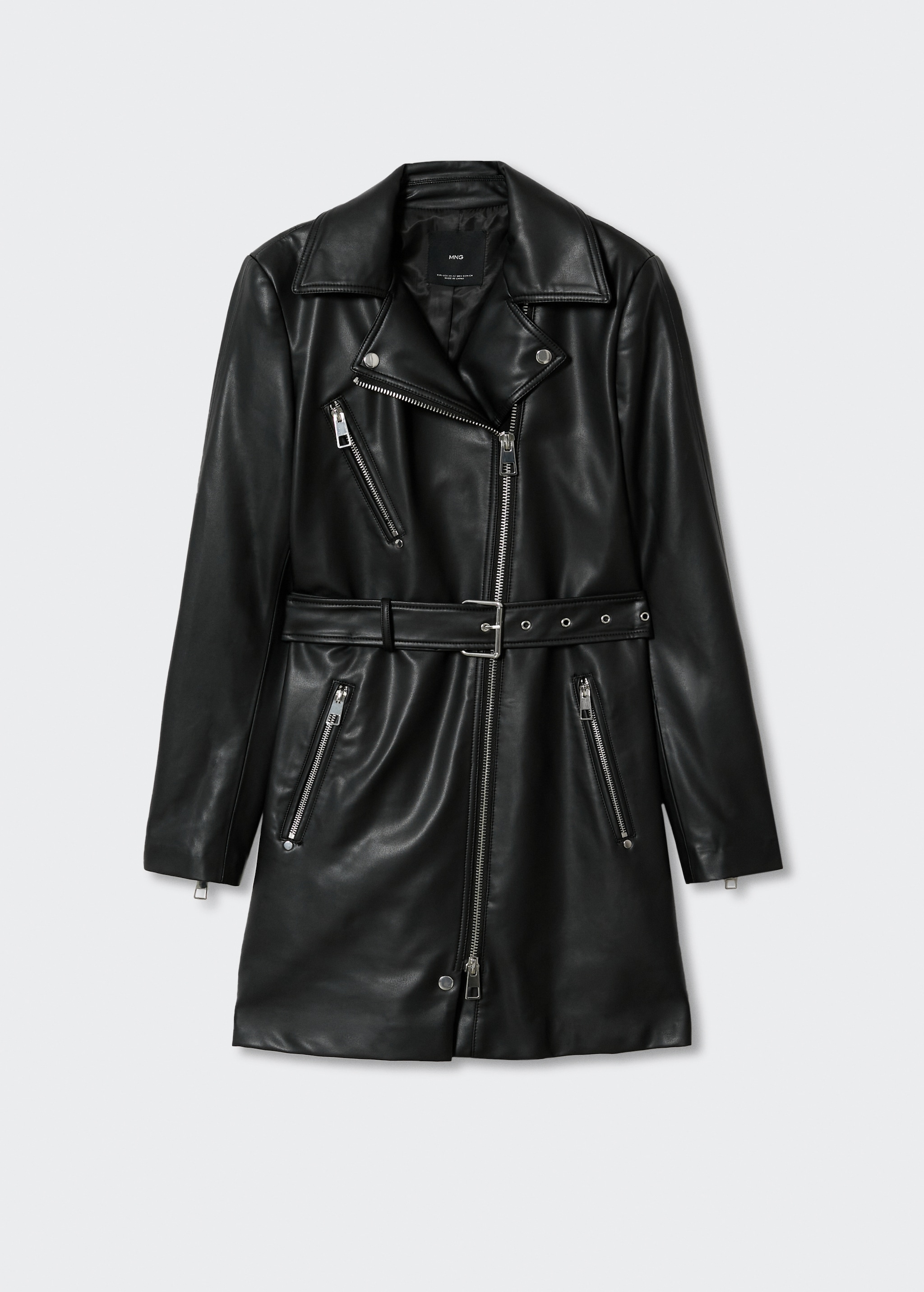 Leather-effect trench coat with zip - Article without model