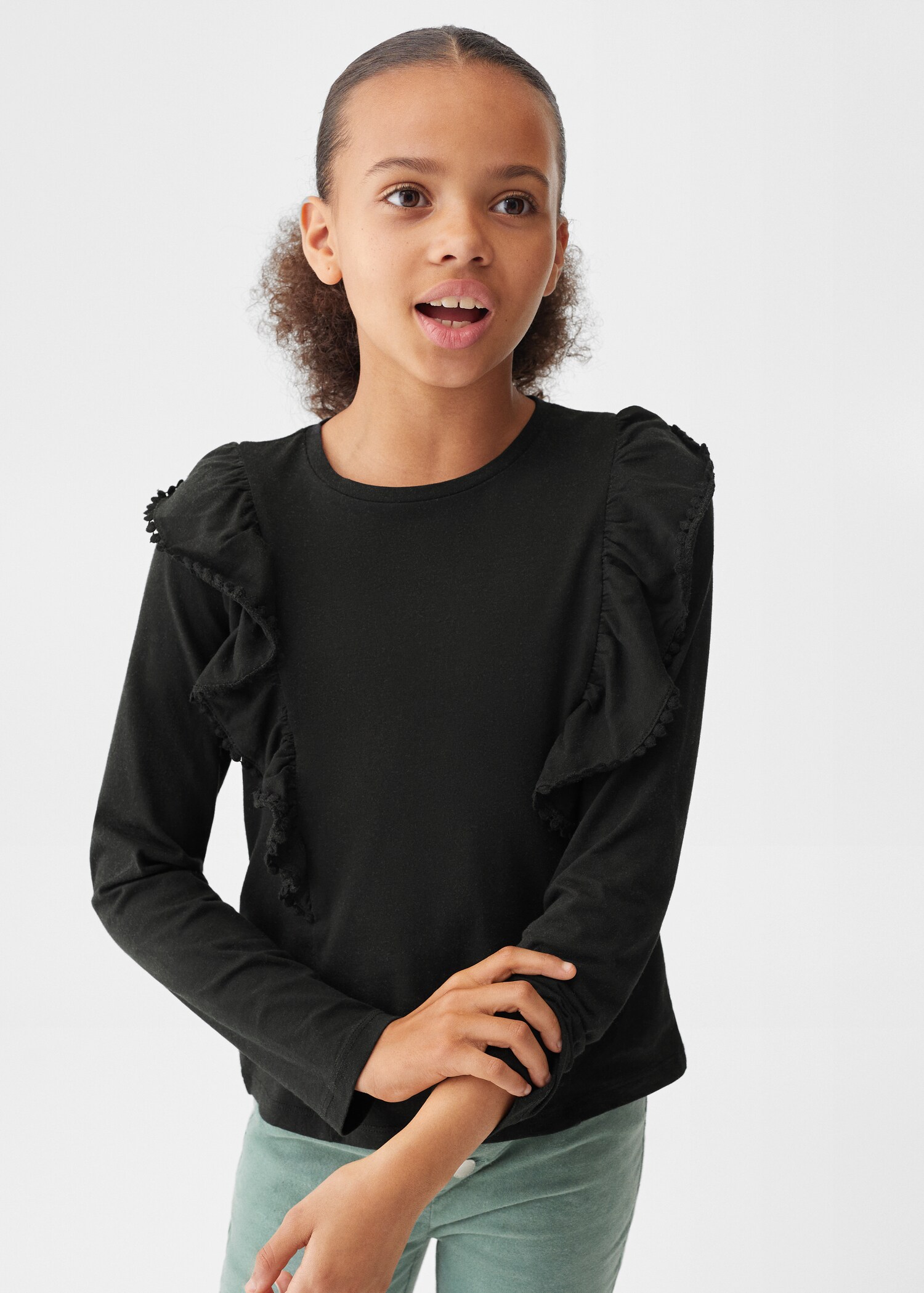 Frills cotton t-shirt - Medium plane