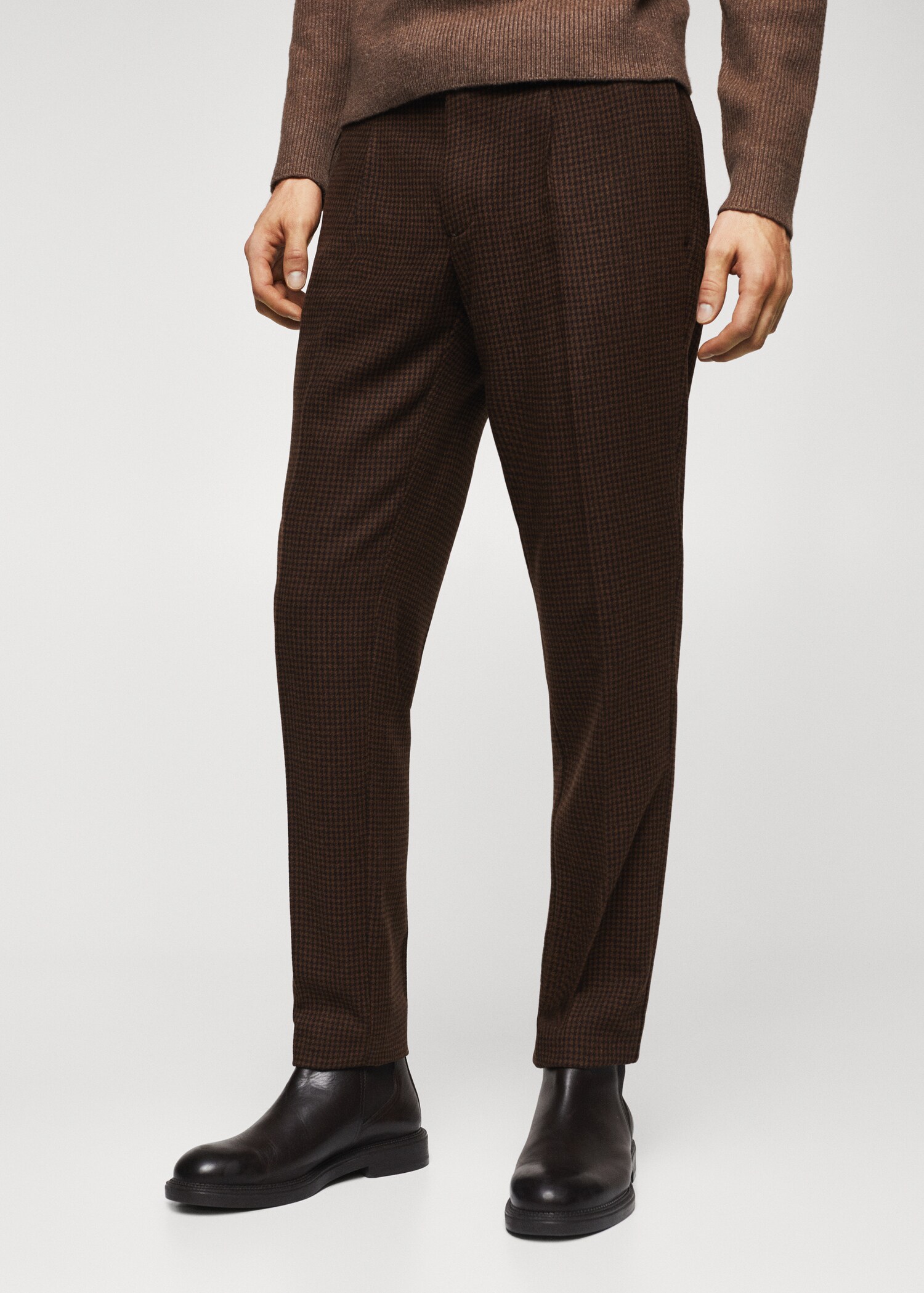 Check wool-blend trousers - Medium plane