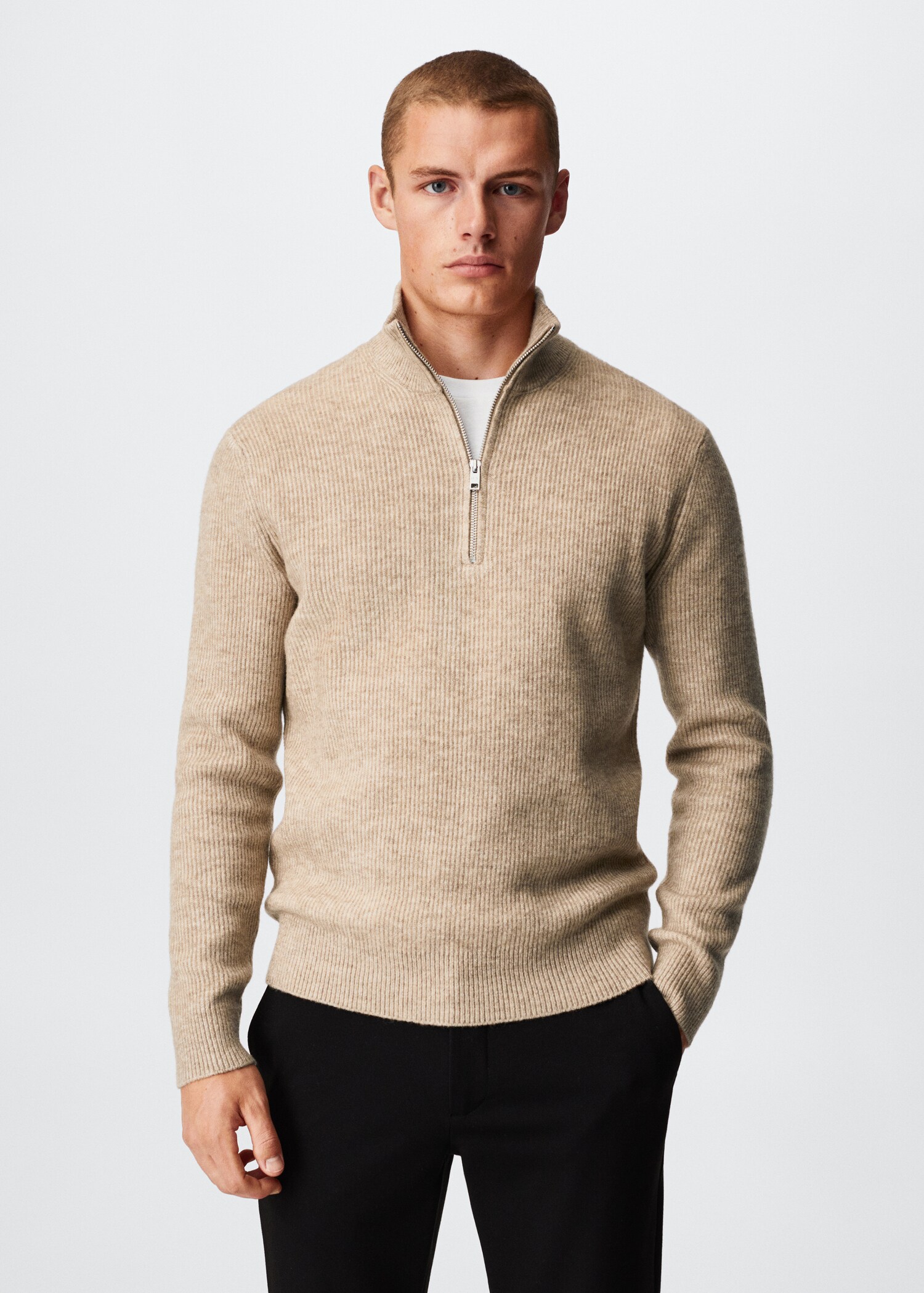 Zipped high collar sweater - Medium plane