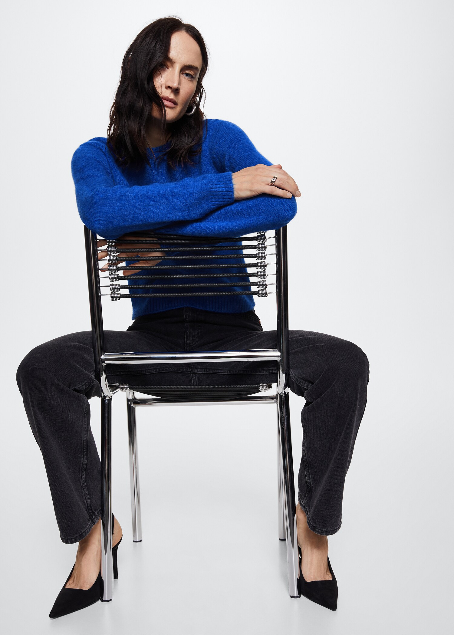 Cotton-linen round-neck knitted sweater - Details of the article 2