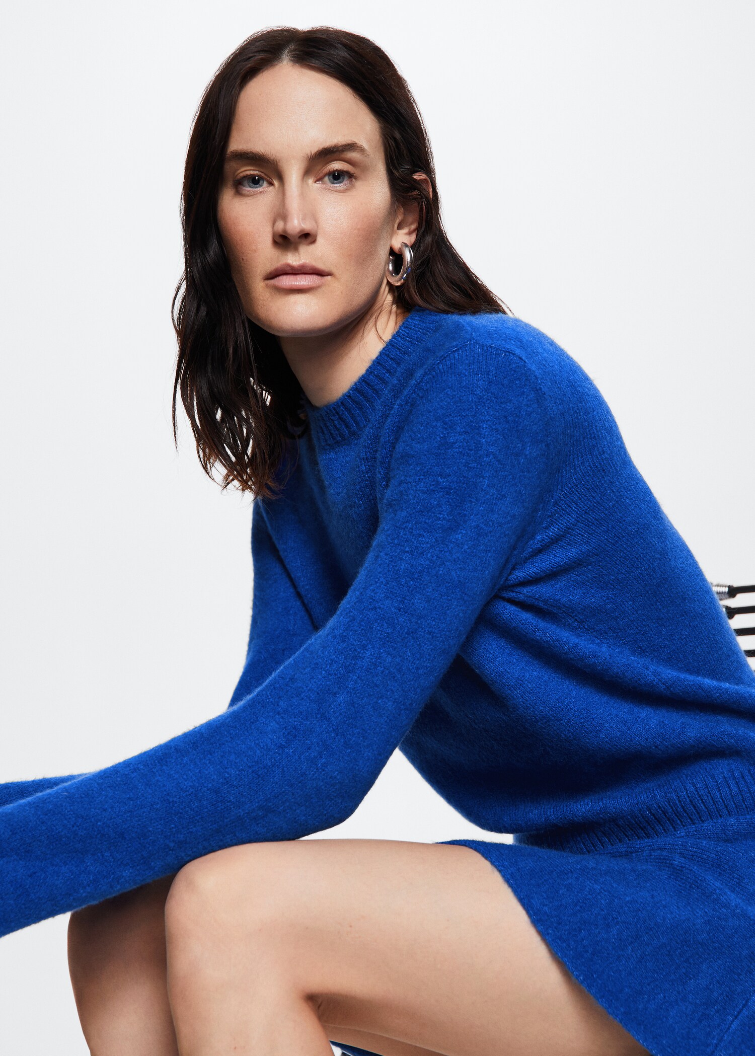 Cotton-linen round-neck knitted sweater - Details of the article 4