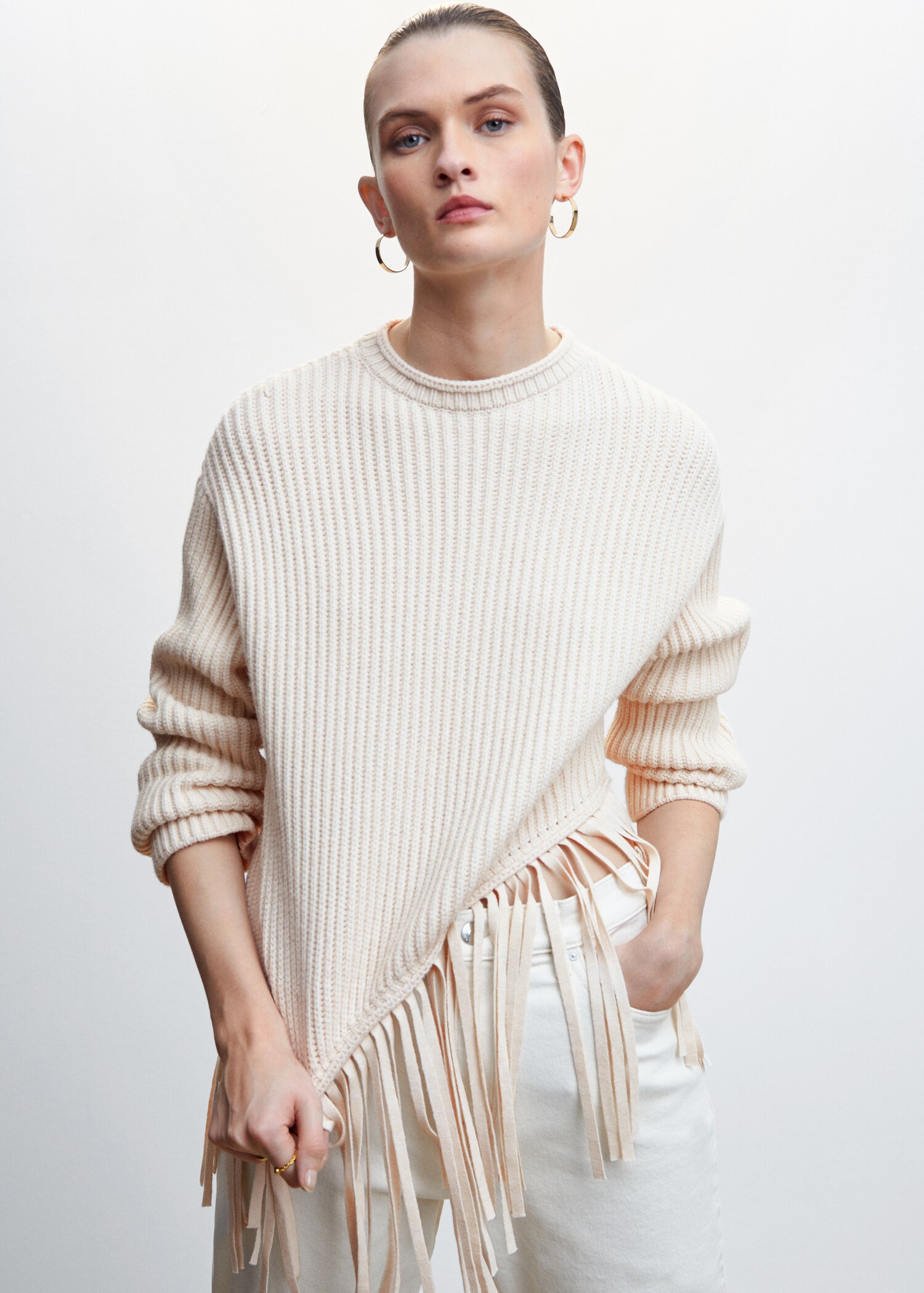 Fringed hem sweater - Medium plane