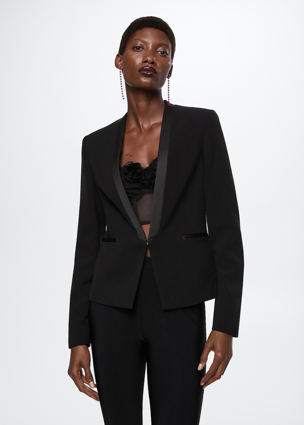Satin detail blazer